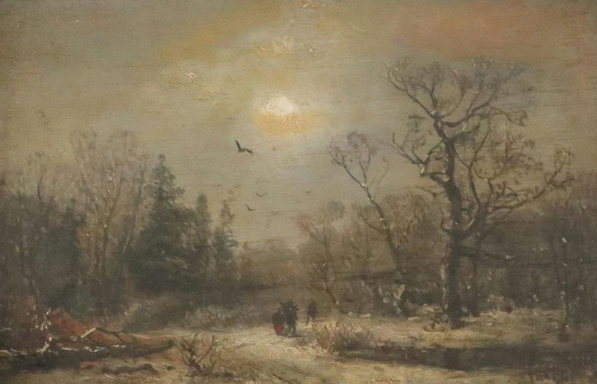 Winter Landscape Oil Painting, Late 19th to Early 20th Century
