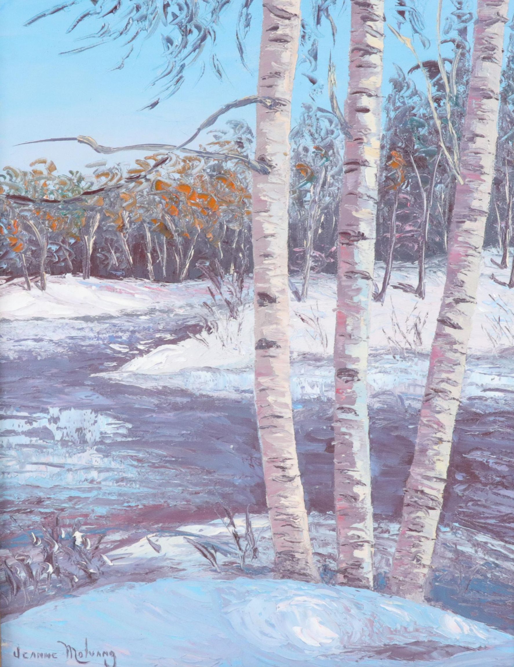 Jeanne Moluang Oil Painting "Michigan Winter," 1979