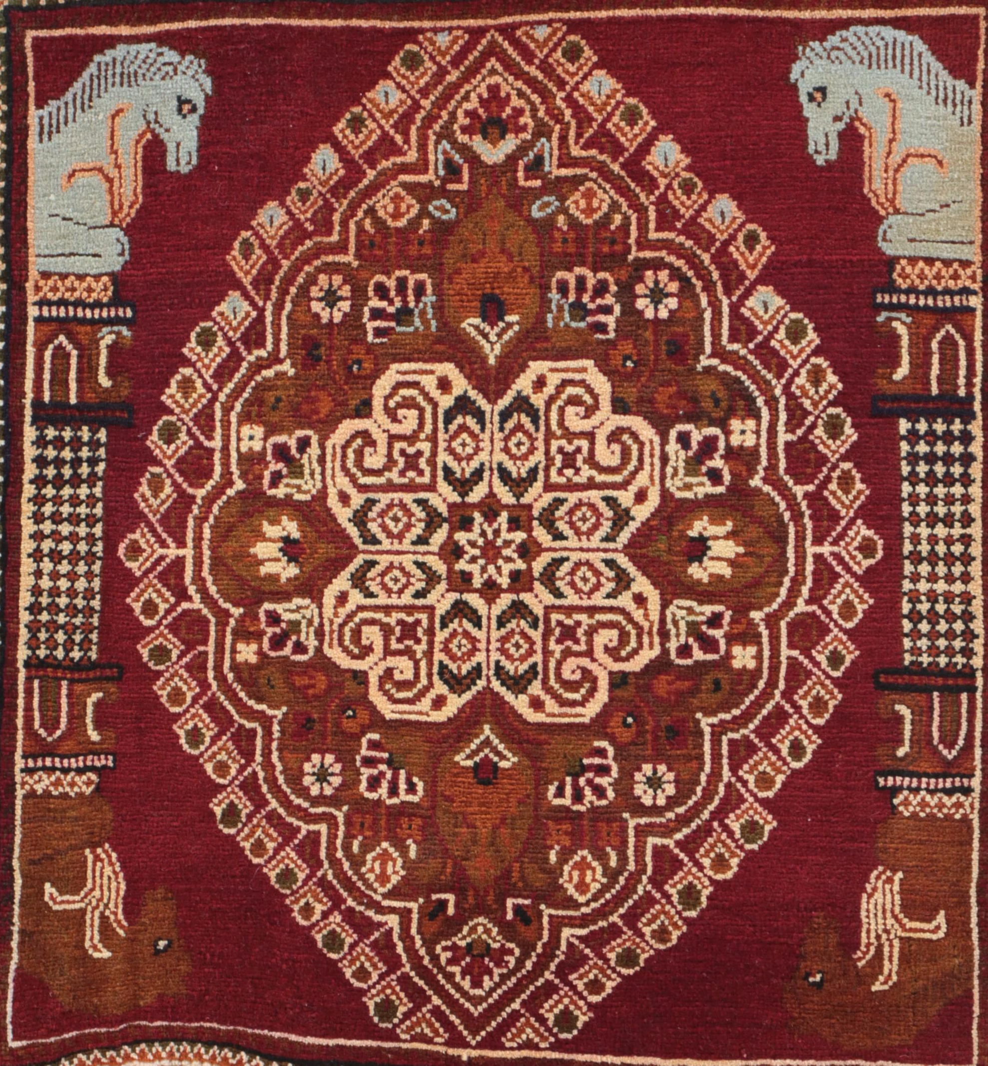 2' x 2'4 Hand-Knotted Persian Qashqai Accent Rug