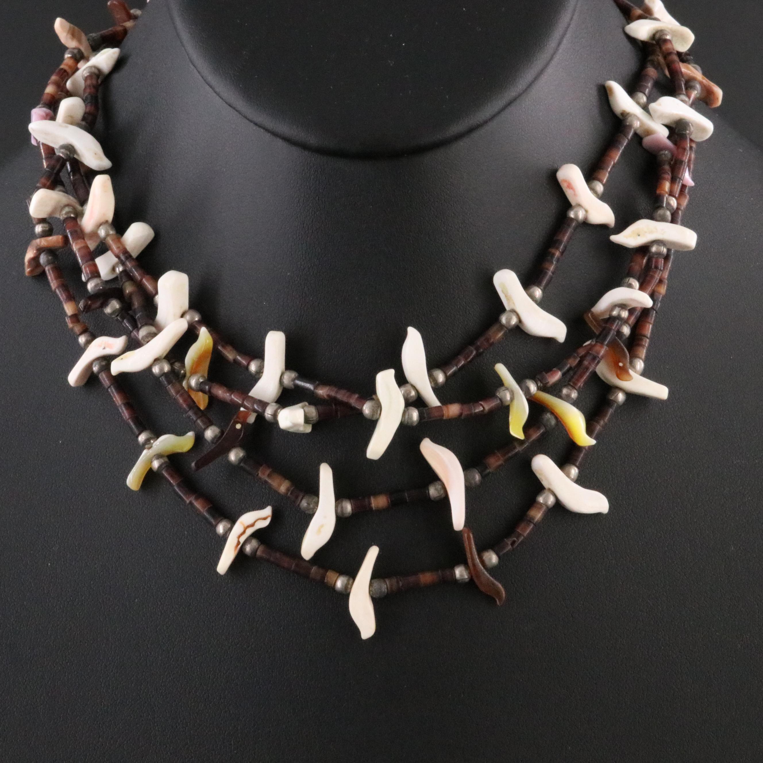 Tiered Double Strand Shell Fetish Necklace