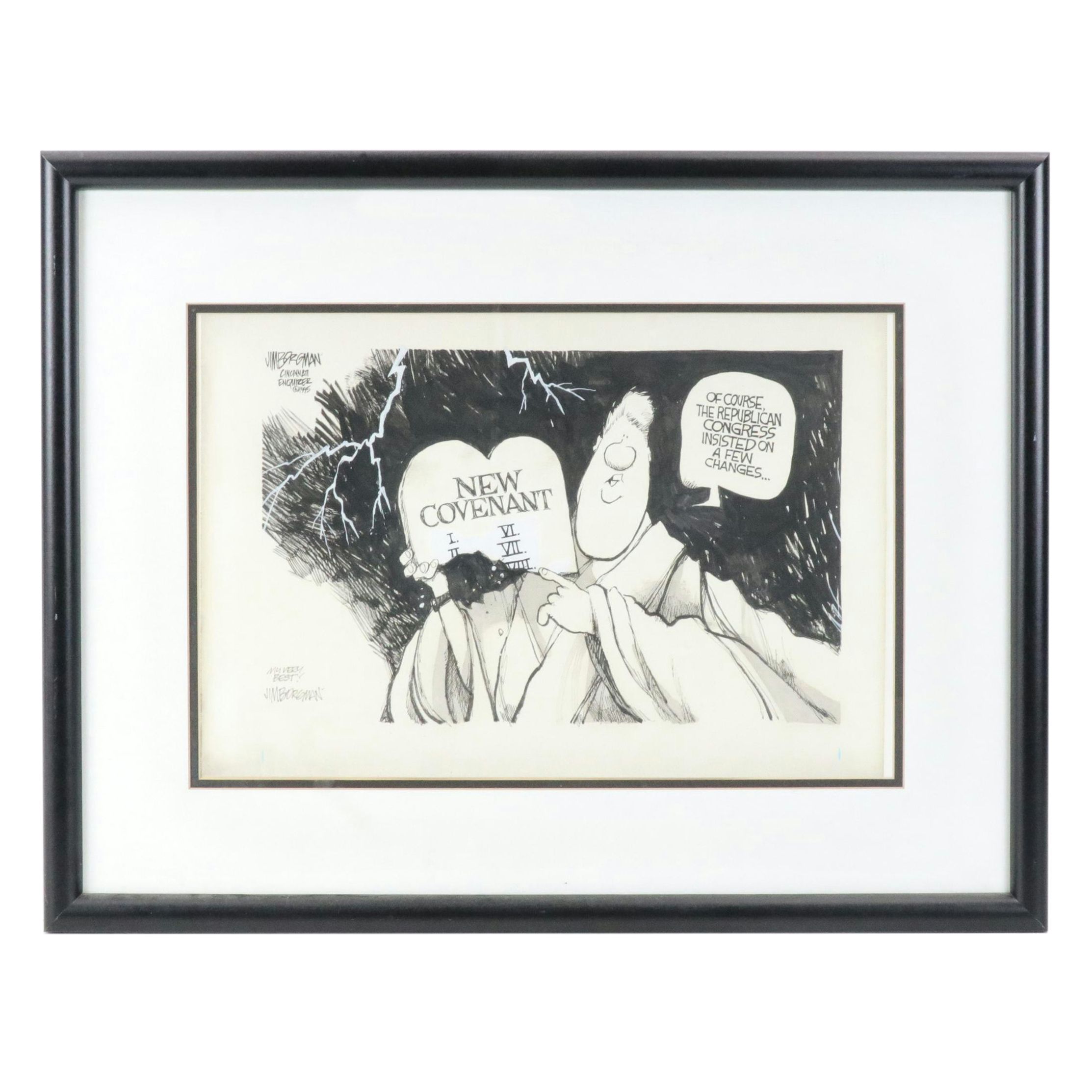 Jim Borgman Ink Cartoon Illustration "New Covenant" for the Cincinnati Enquirer