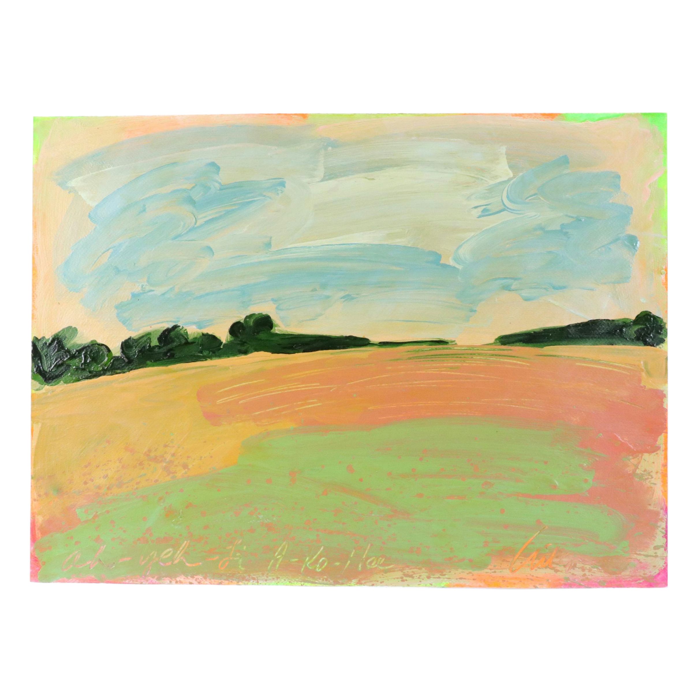 Harry Hilson Modern Landscape Acrylic Painting "Ah-Yeh-Hi A-Ko-Hee"