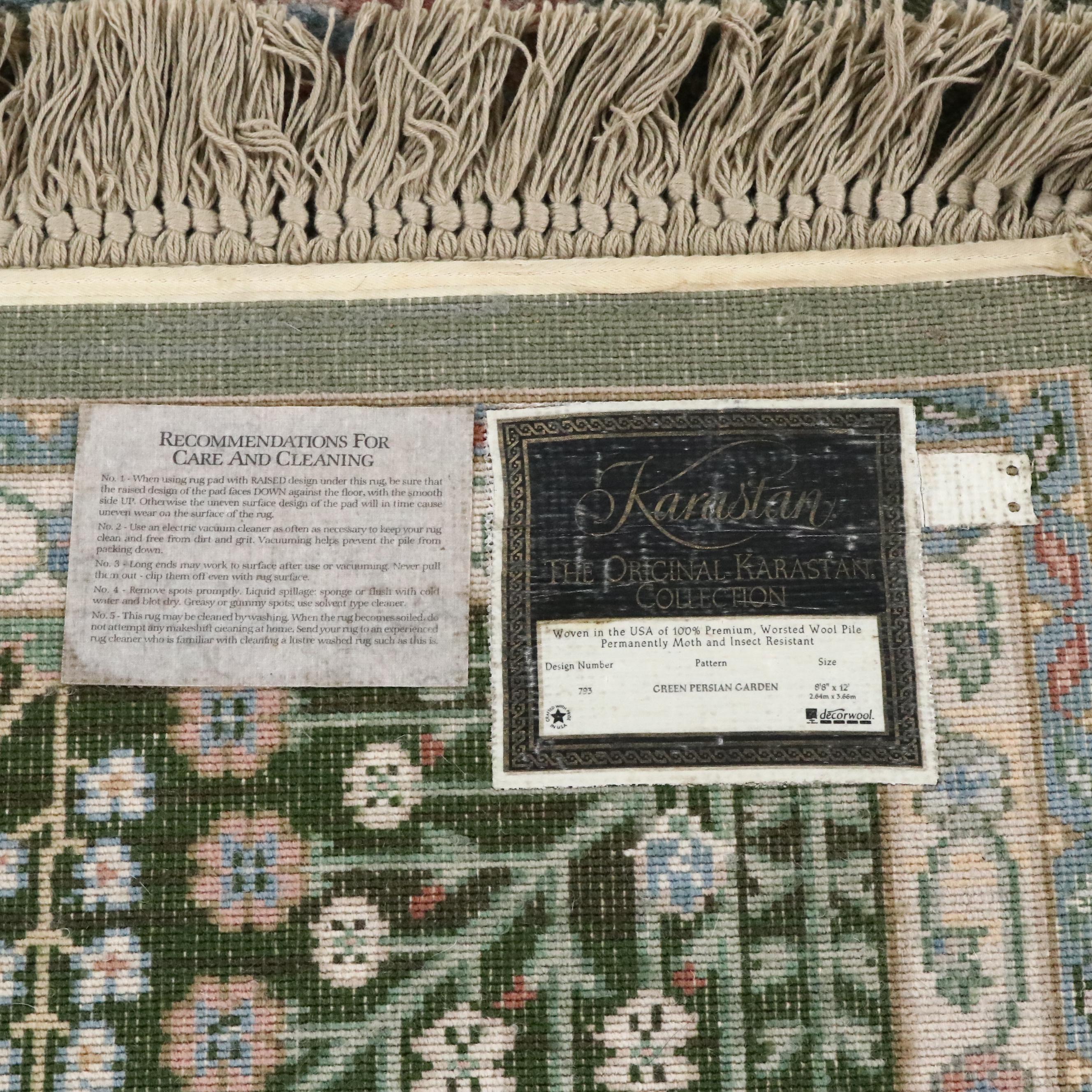 8'7 x 12'11 Machine Made Karastan "Green Persian Garden" Room Sized Rug