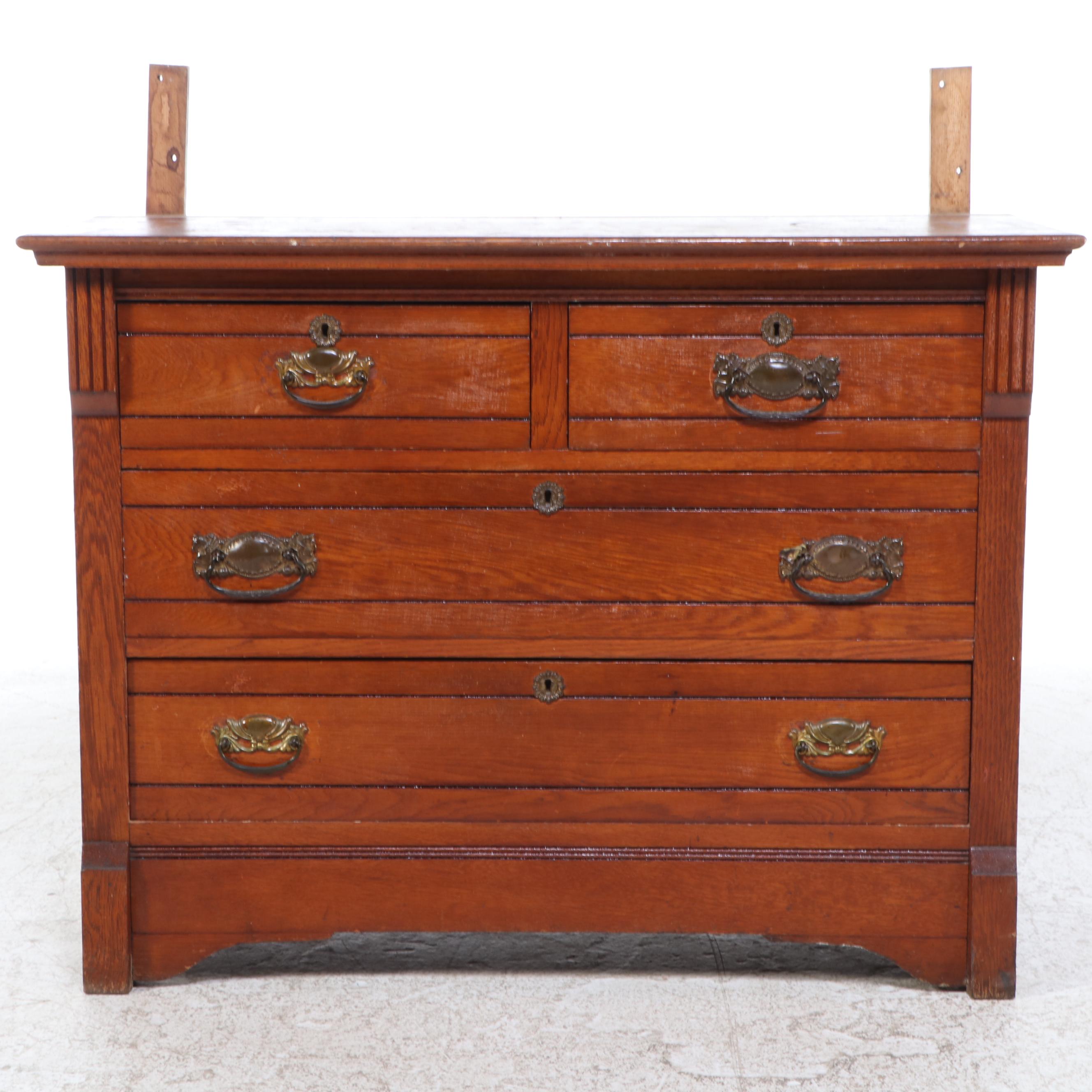 Late Victorian Oak Four-Drawer Dresser, Circa 1900