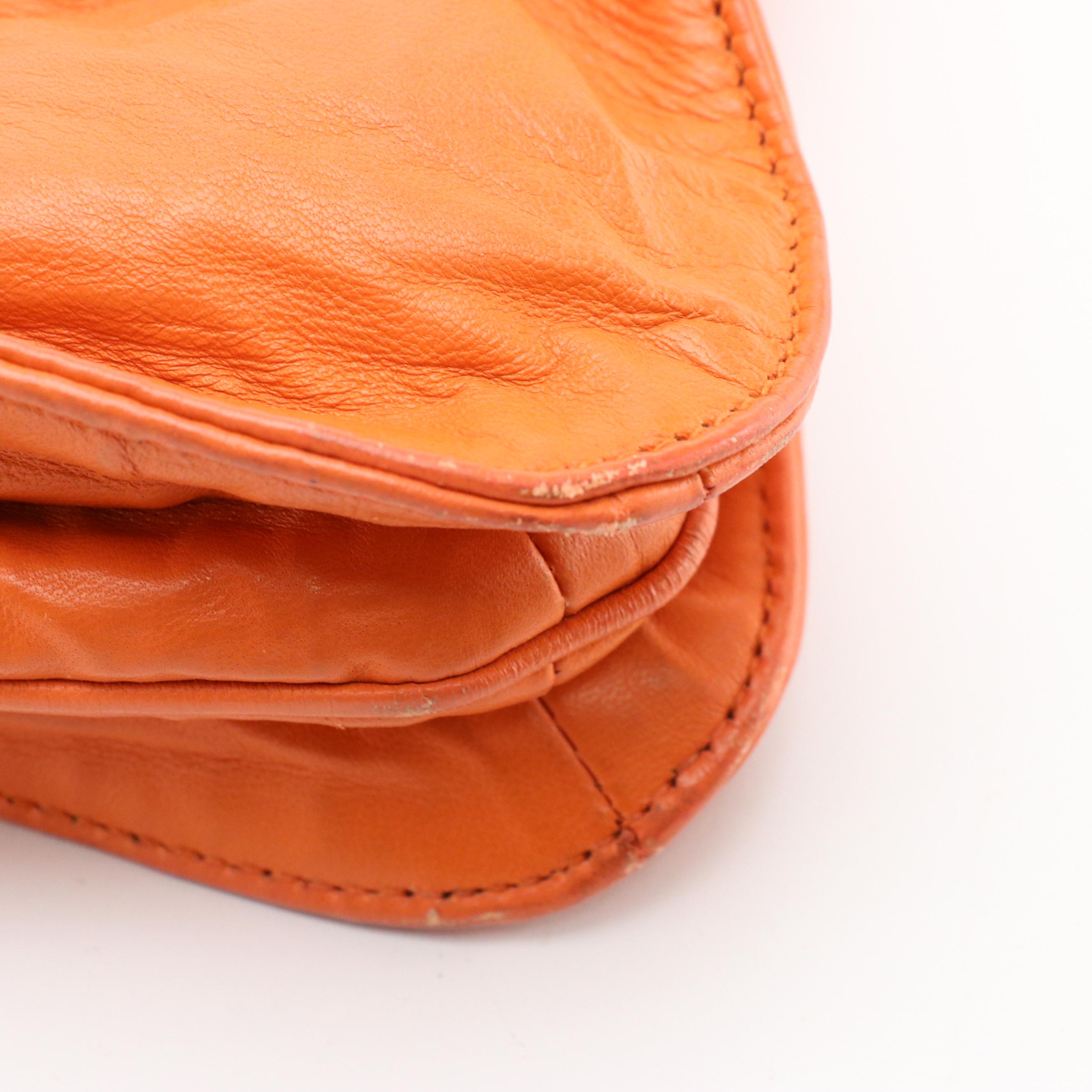 Prada Expandable Two-Way Tote in Orange Distressed Leather