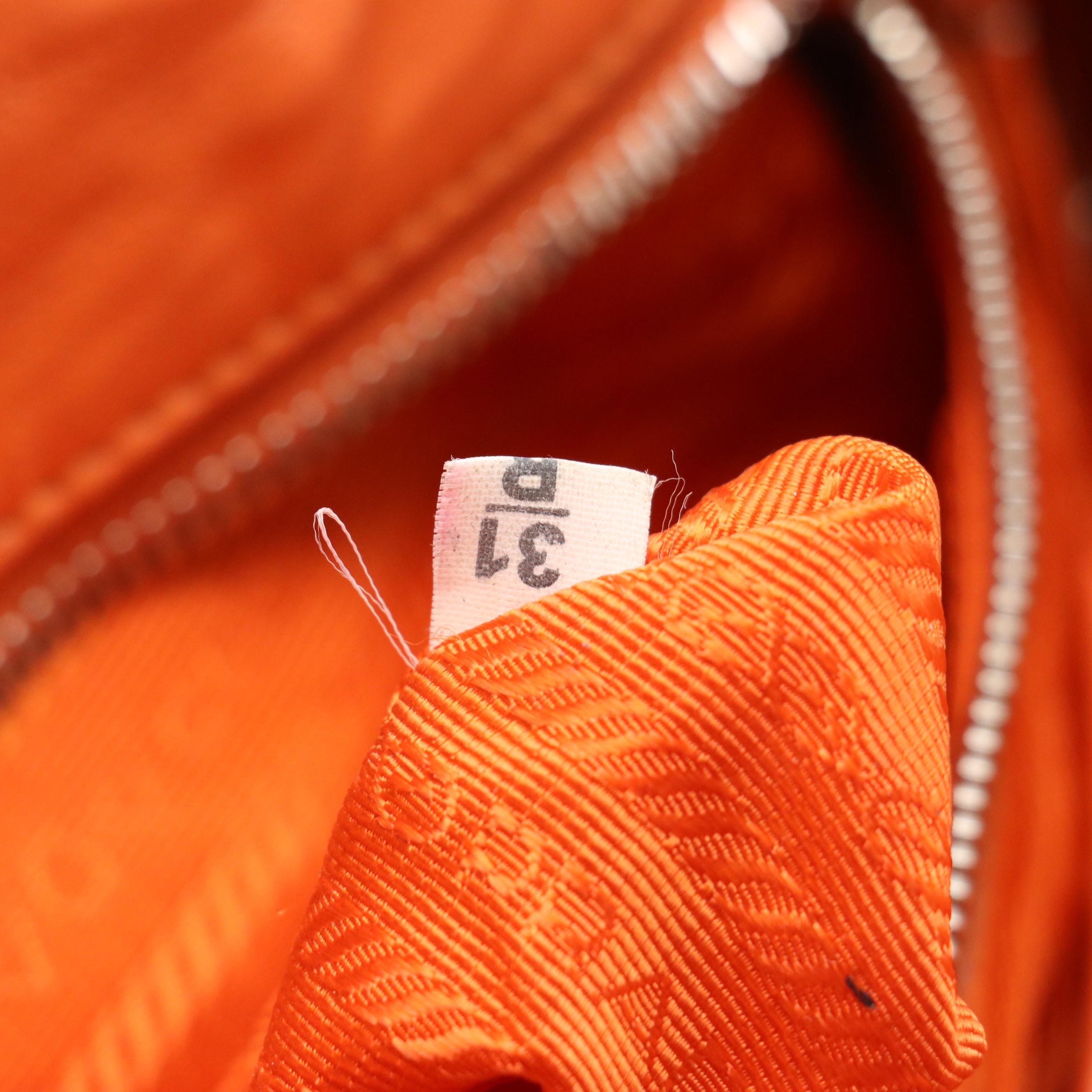 Prada Expandable Two-Way Tote in Orange Distressed Leather