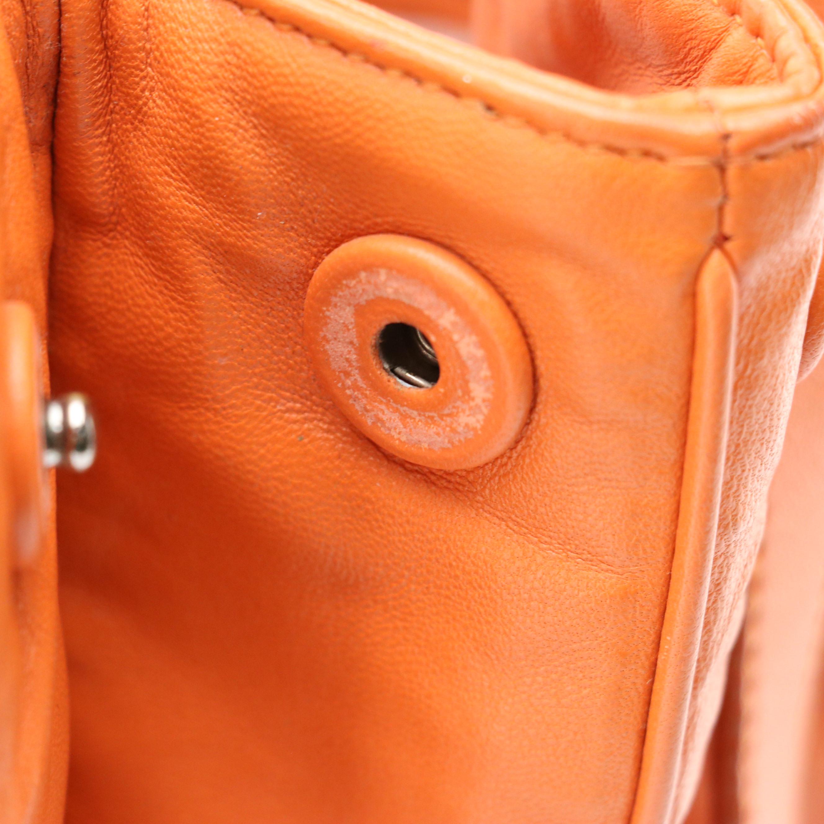 Prada Expandable Two-Way Tote in Orange Distressed Leather