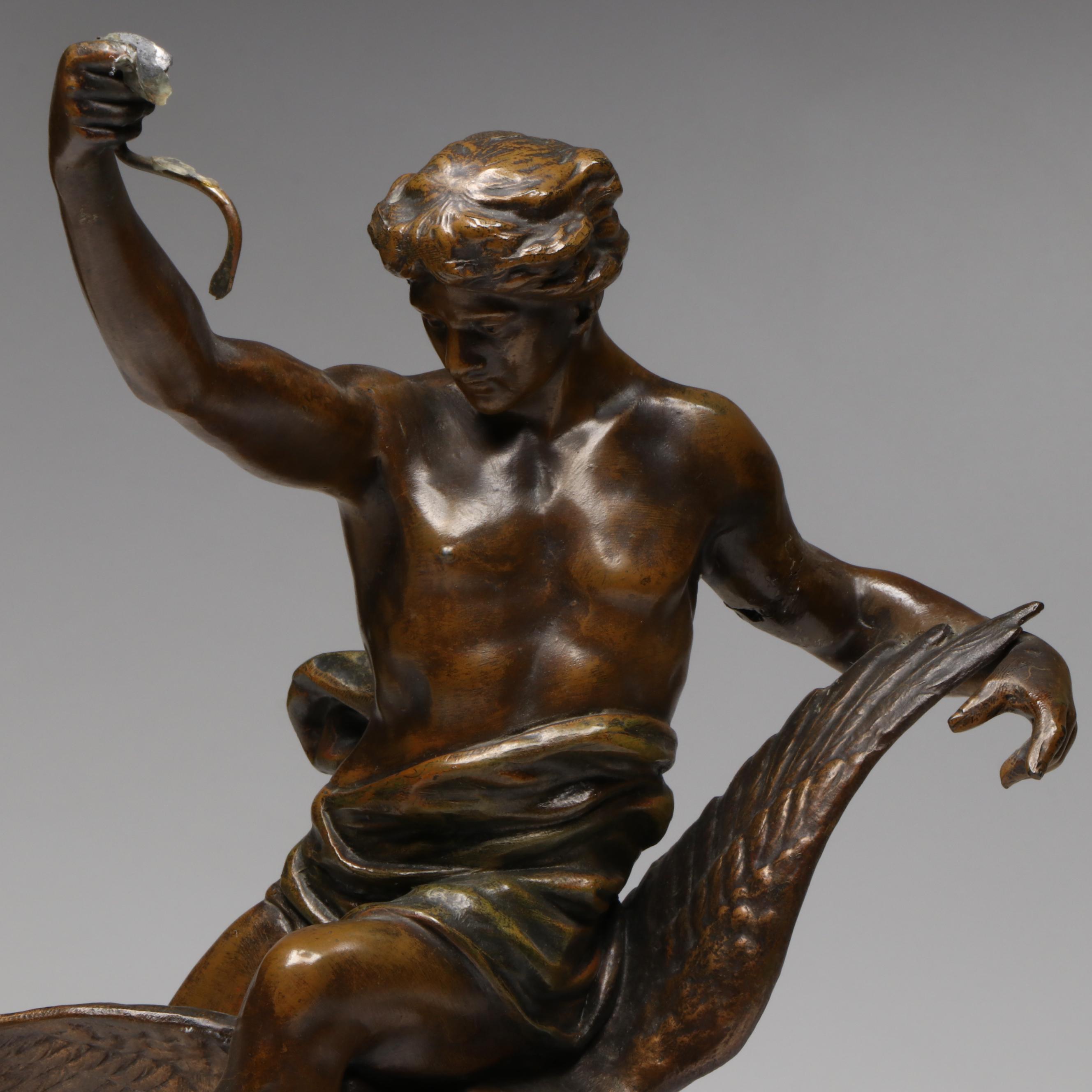 Patinated Brass After Émile Louis Picault "L'Étude Affranchit la Pensée"