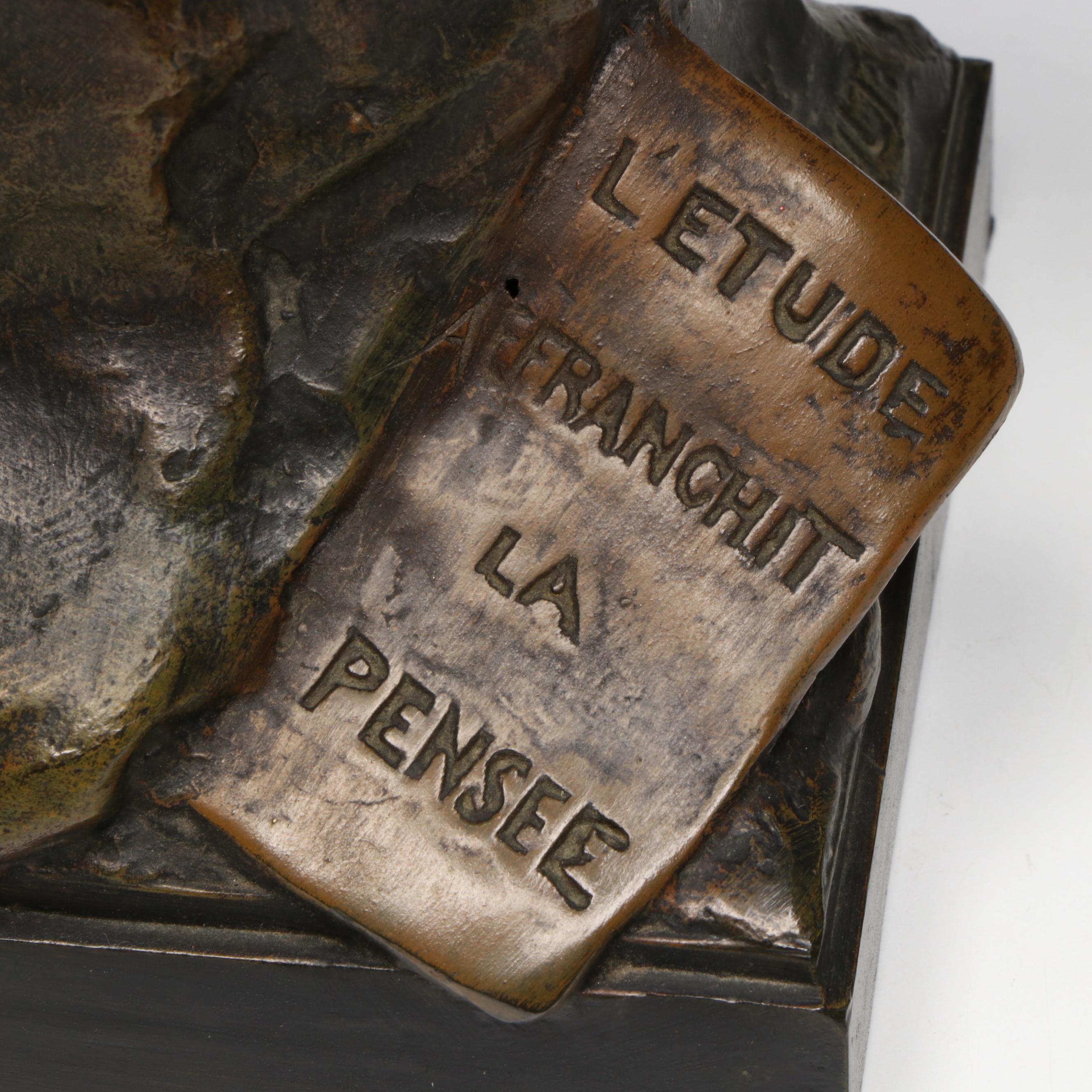 Patinated Brass After Émile Louis Picault "L'Étude Affranchit la Pensée"