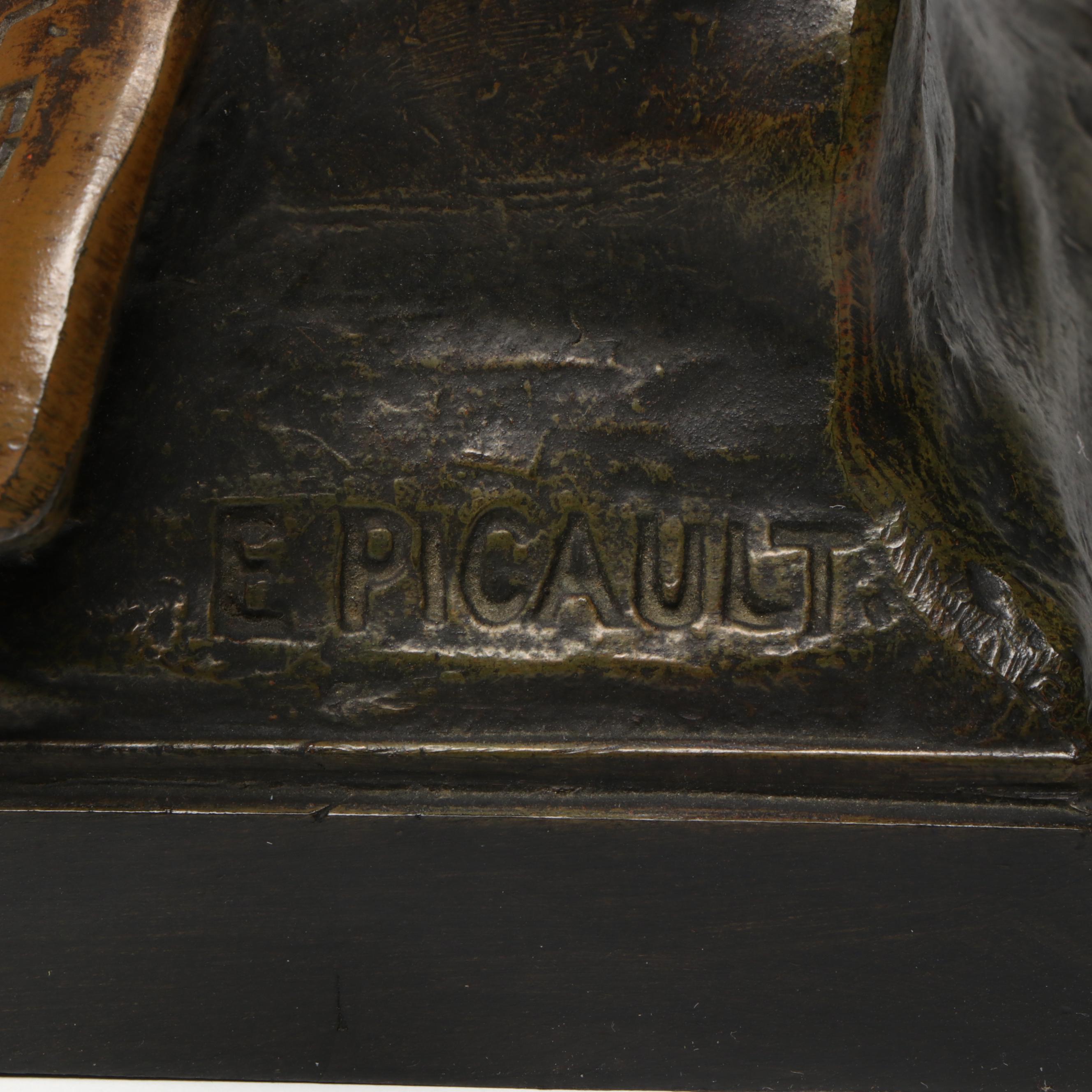 Patinated Brass After Émile Louis Picault "L'Étude Affranchit la Pensée"