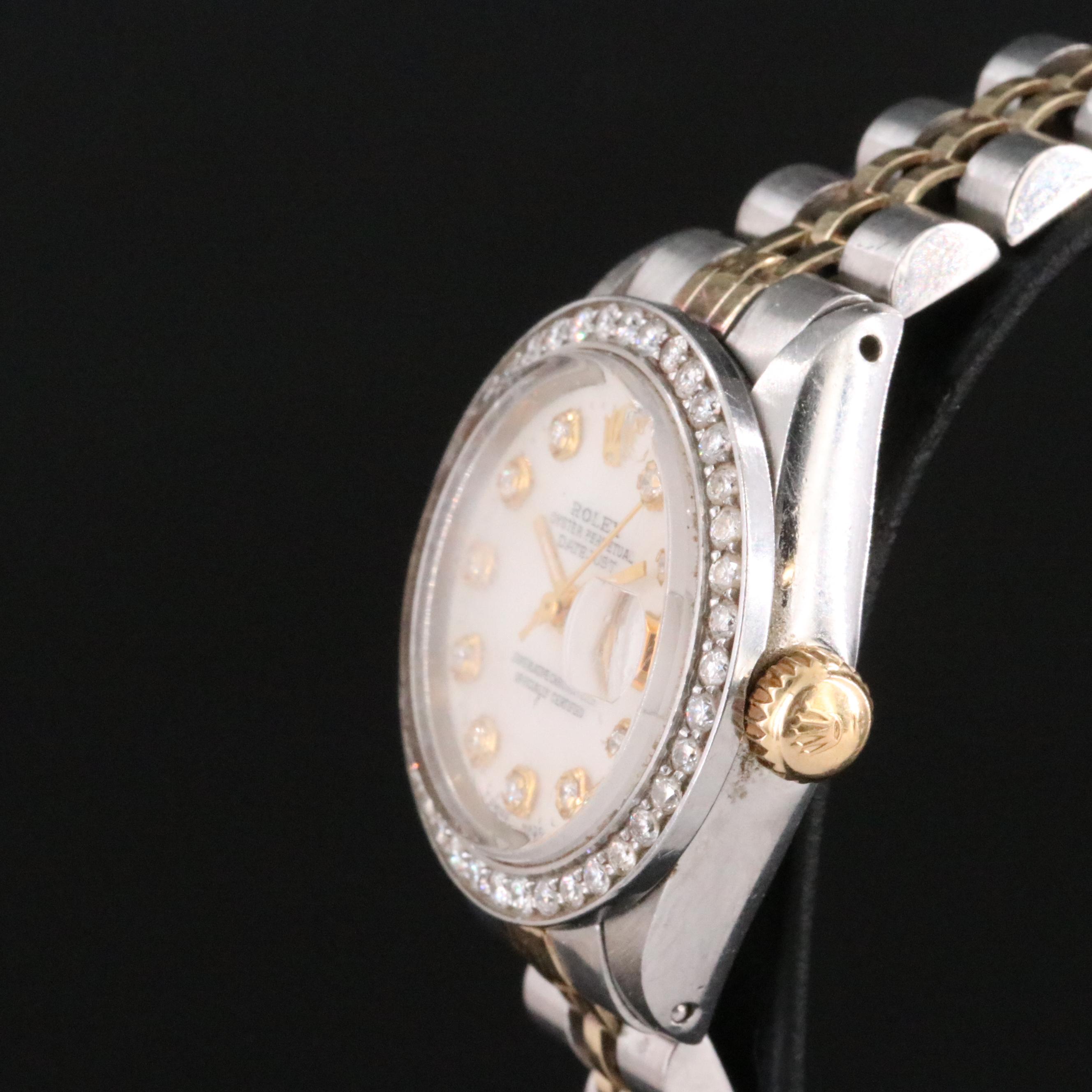 1979 Rolex Custom Diamond Mother-of-Pearl Dial and Bezel Datejust Watch