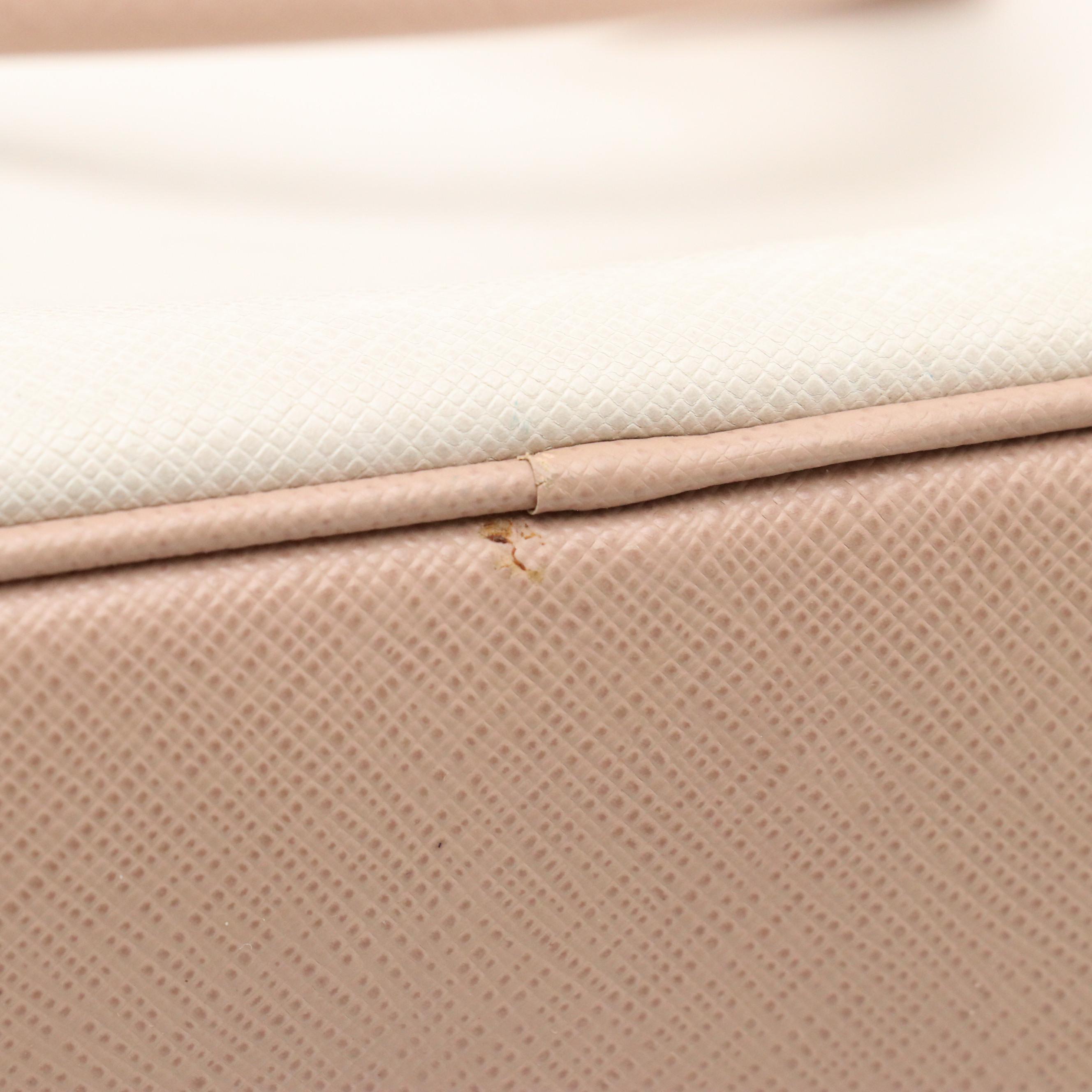 Prada Double Zip Medium Tote B2274C in Talco/Cammeo Saffiano Lux Leather