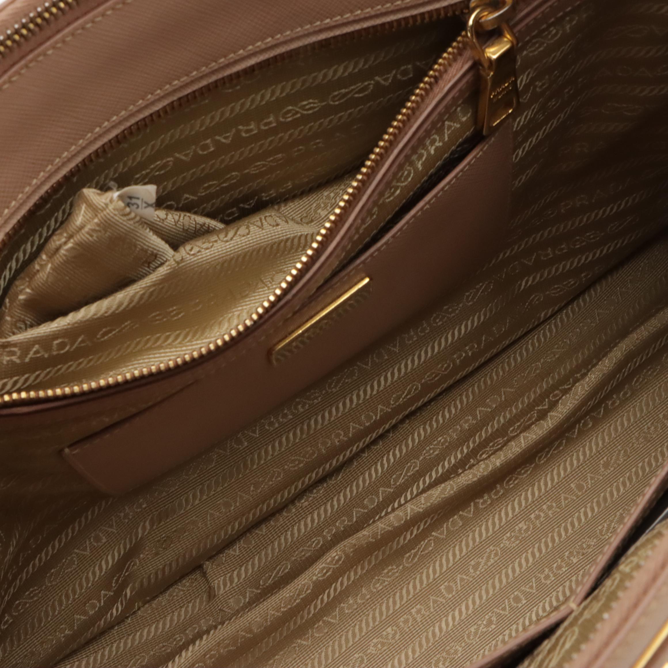 Prada Double Zip Medium Tote BN2274 in Cammeo Saffiano Lux Leather