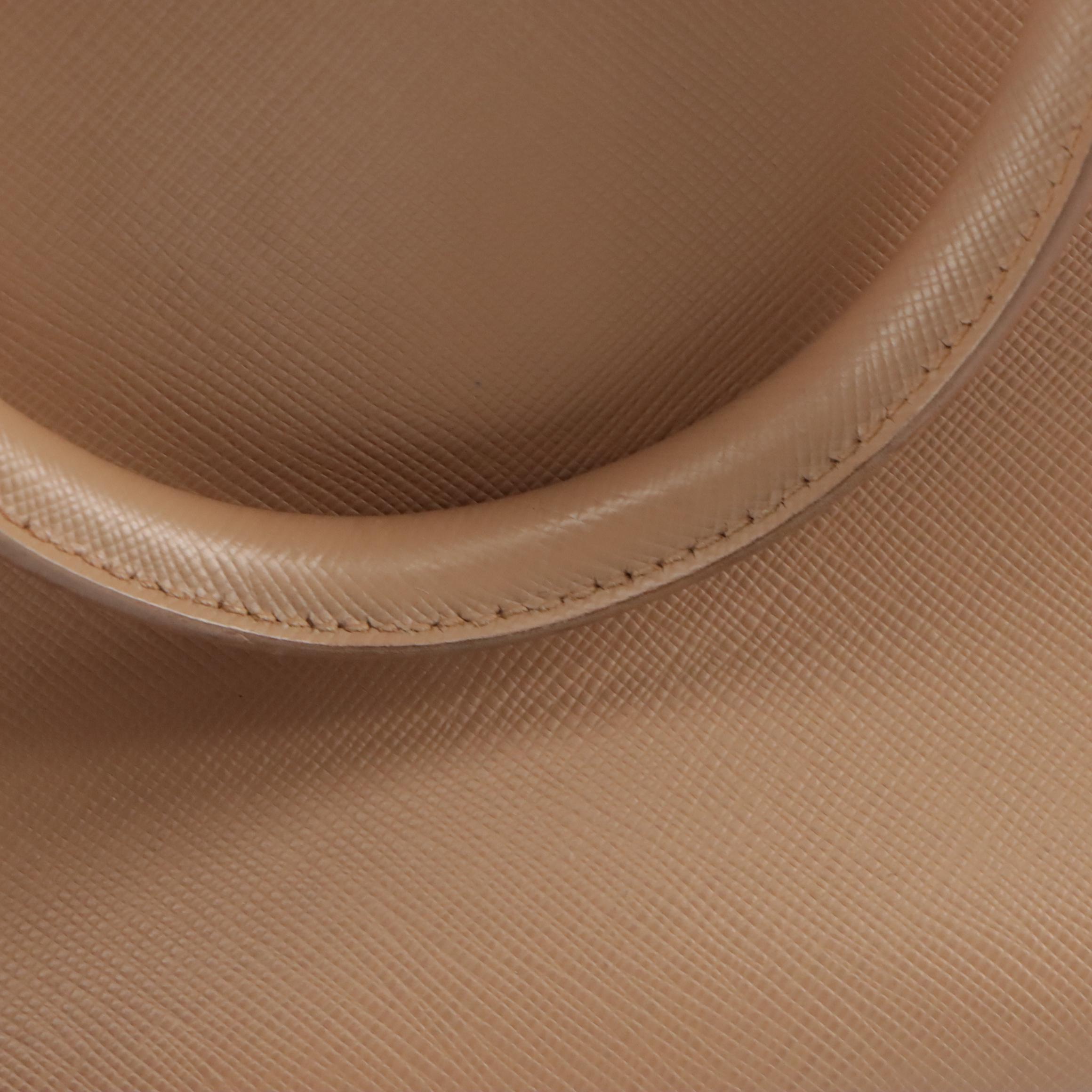 Prada Double Zip Medium Tote BN2274 in Cammeo Saffiano Lux Leather