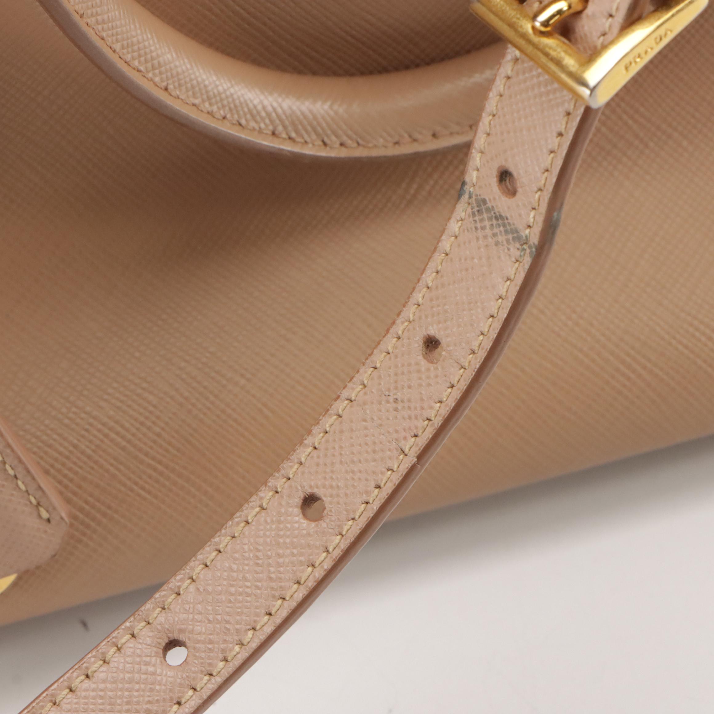 Prada Double Zip Medium Tote BN2274 in Cammeo Saffiano Lux Leather