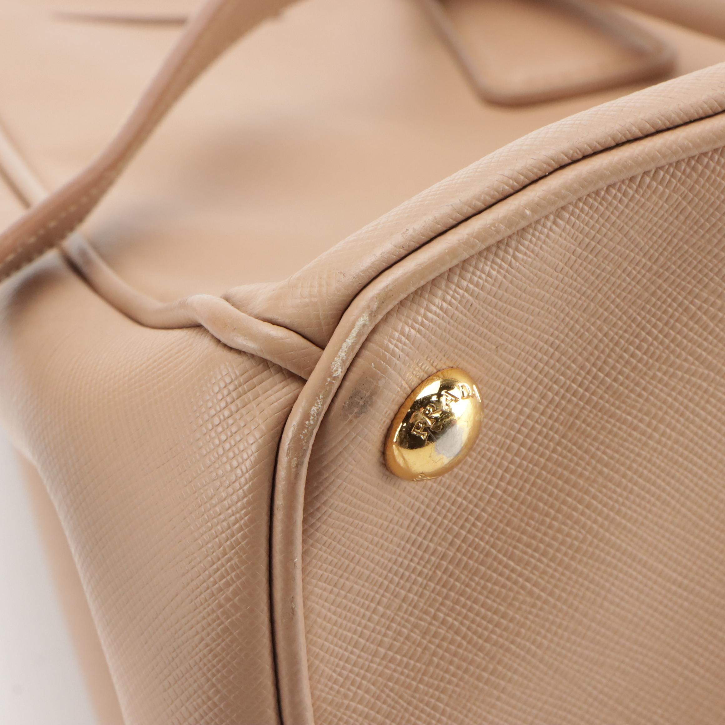 Prada Double Zip Medium Tote BN2274 in Cammeo Saffiano Lux Leather