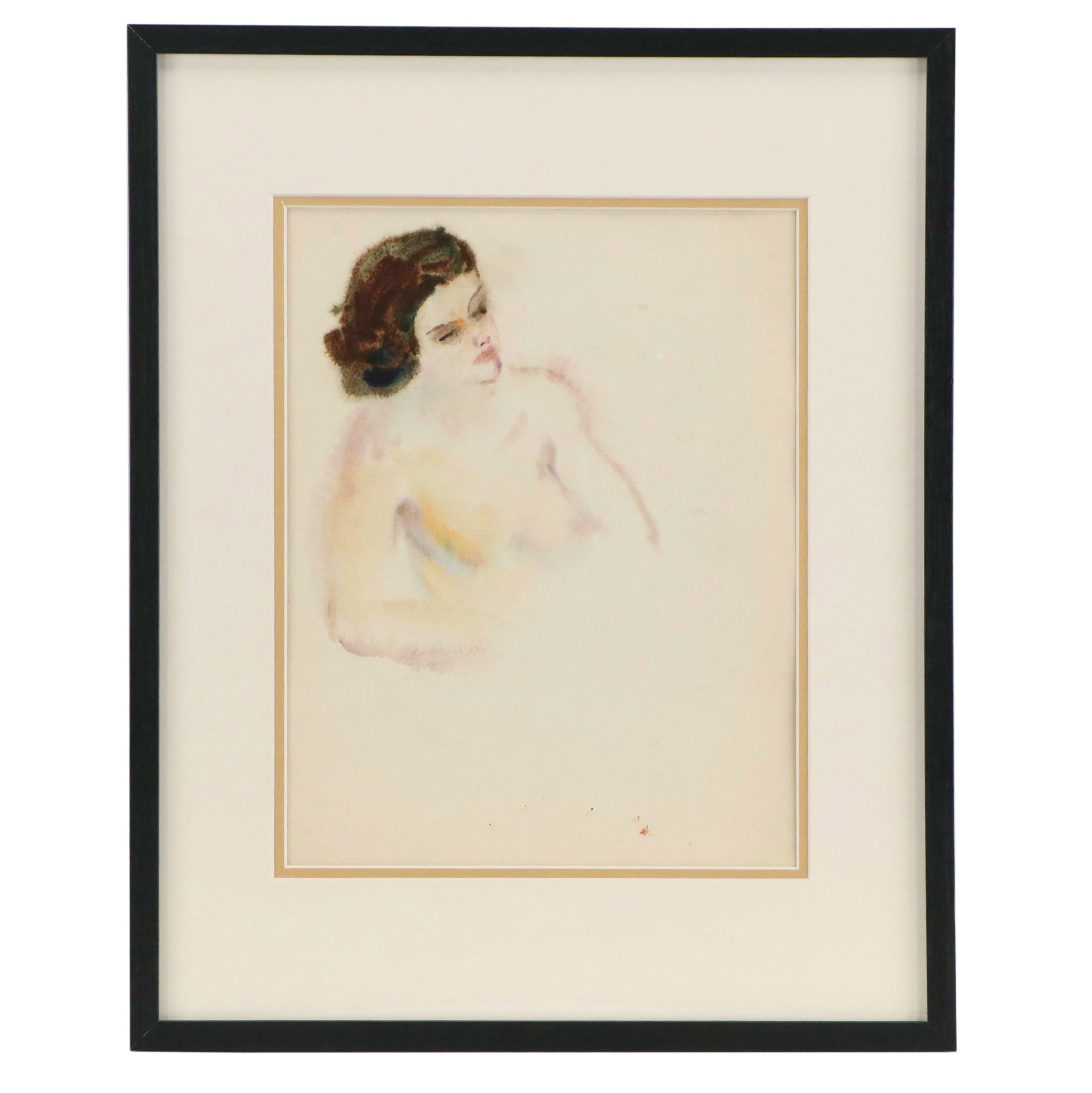 Margaret Ellis Portrait Watercolor Painting of Nude Figure