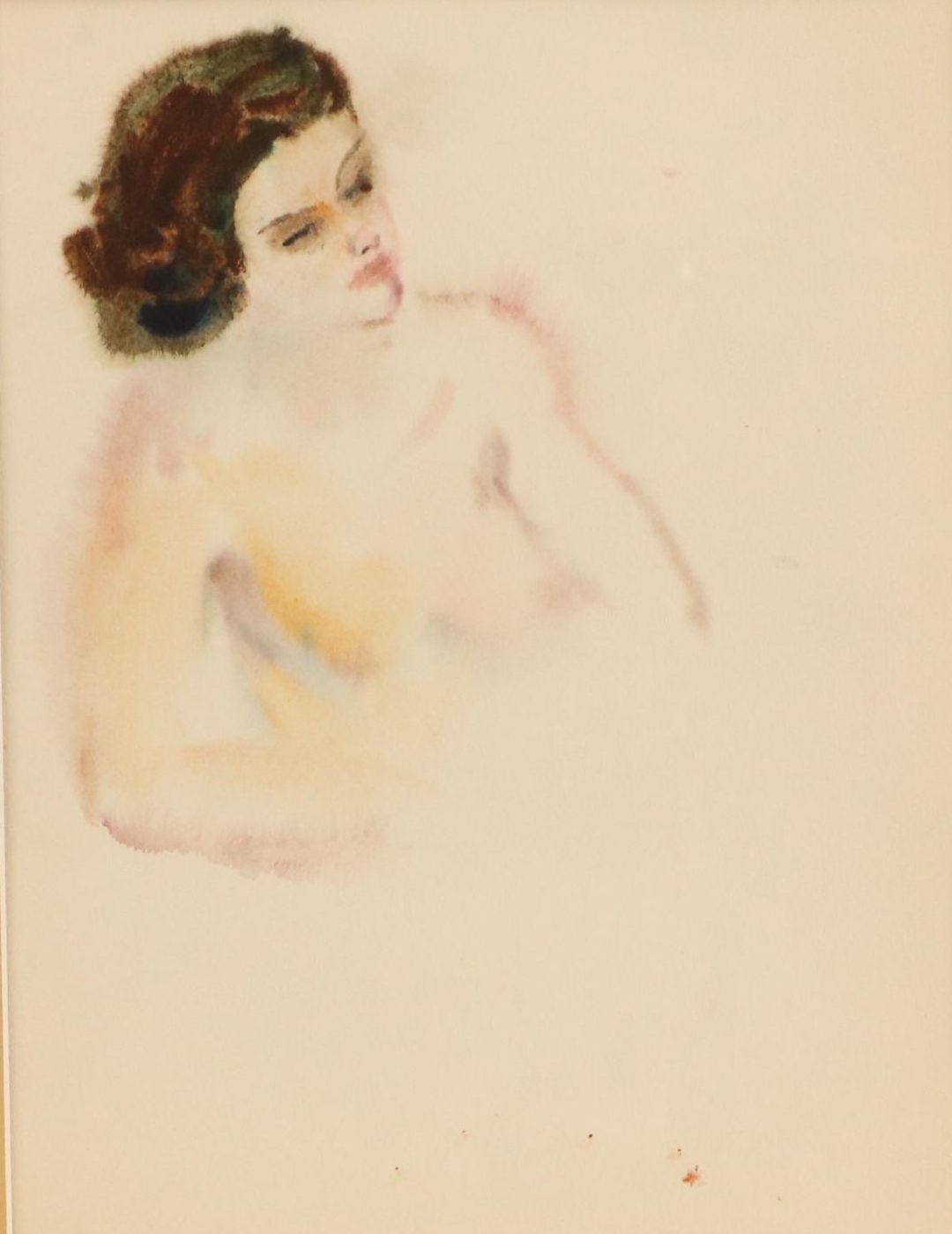 Margaret Ellis Portrait Watercolor Painting of Nude Figure