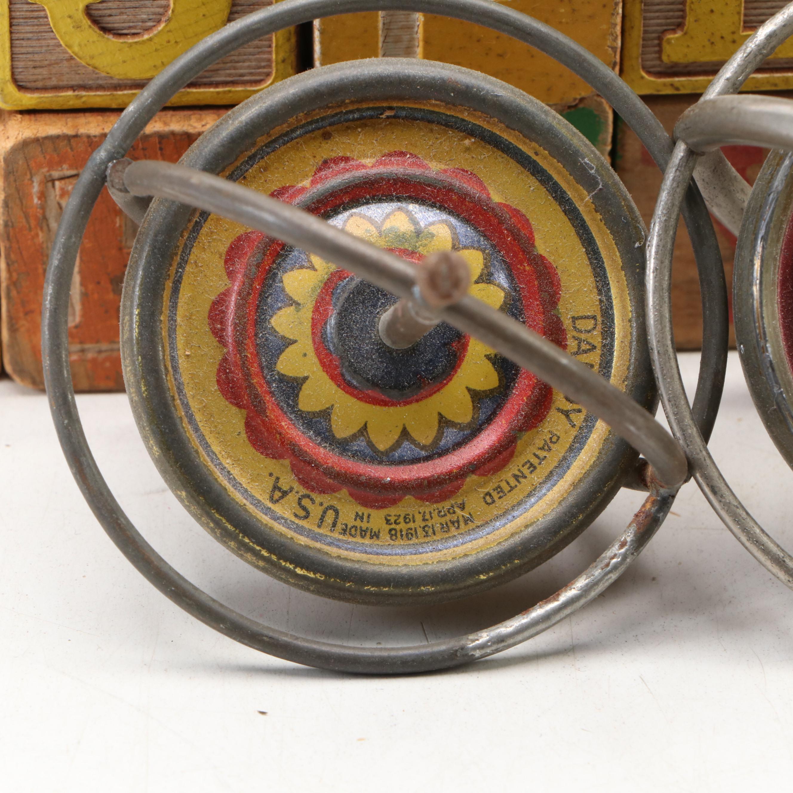 Educational Board, Letter Block, Wagon, Bell and More Toys, Early to Mid-20th C.