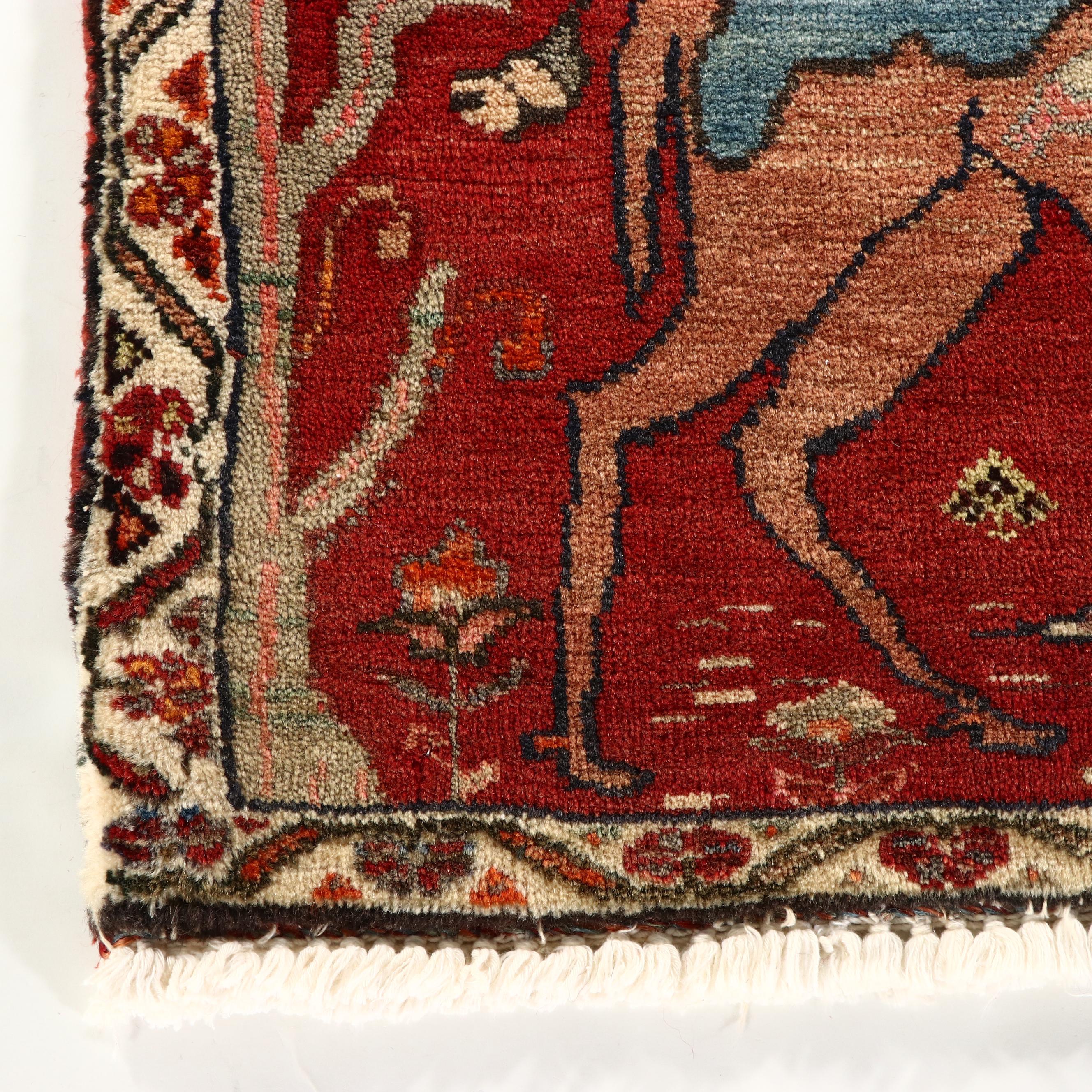 2' x 2'3 Hand-Knotted Persian Pictorial Floor Mat