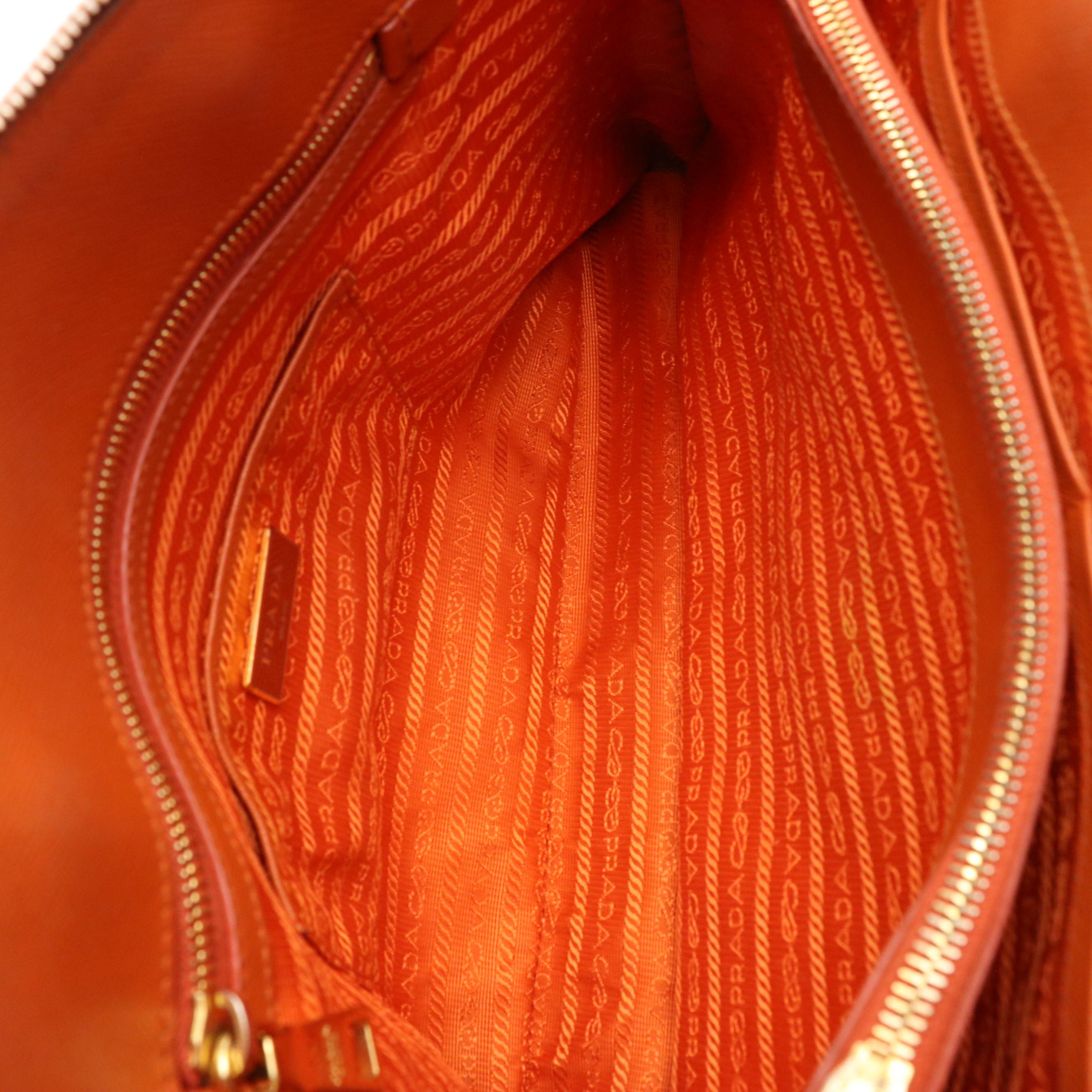 Prada Promenade Large Bag in Orange Saffiano Leather