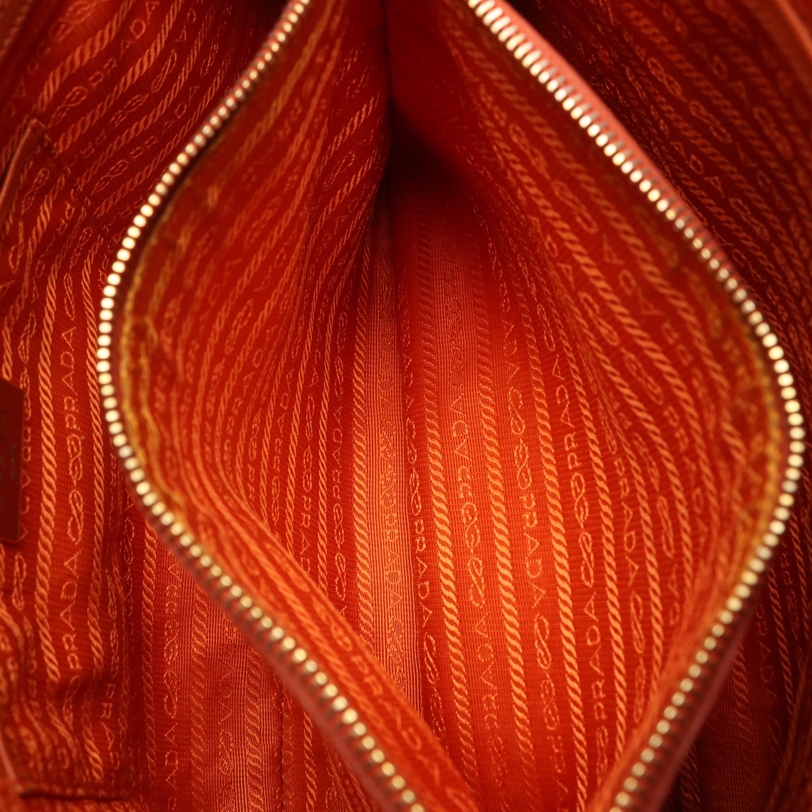 Prada Promenade Large Bag in Orange Saffiano Leather