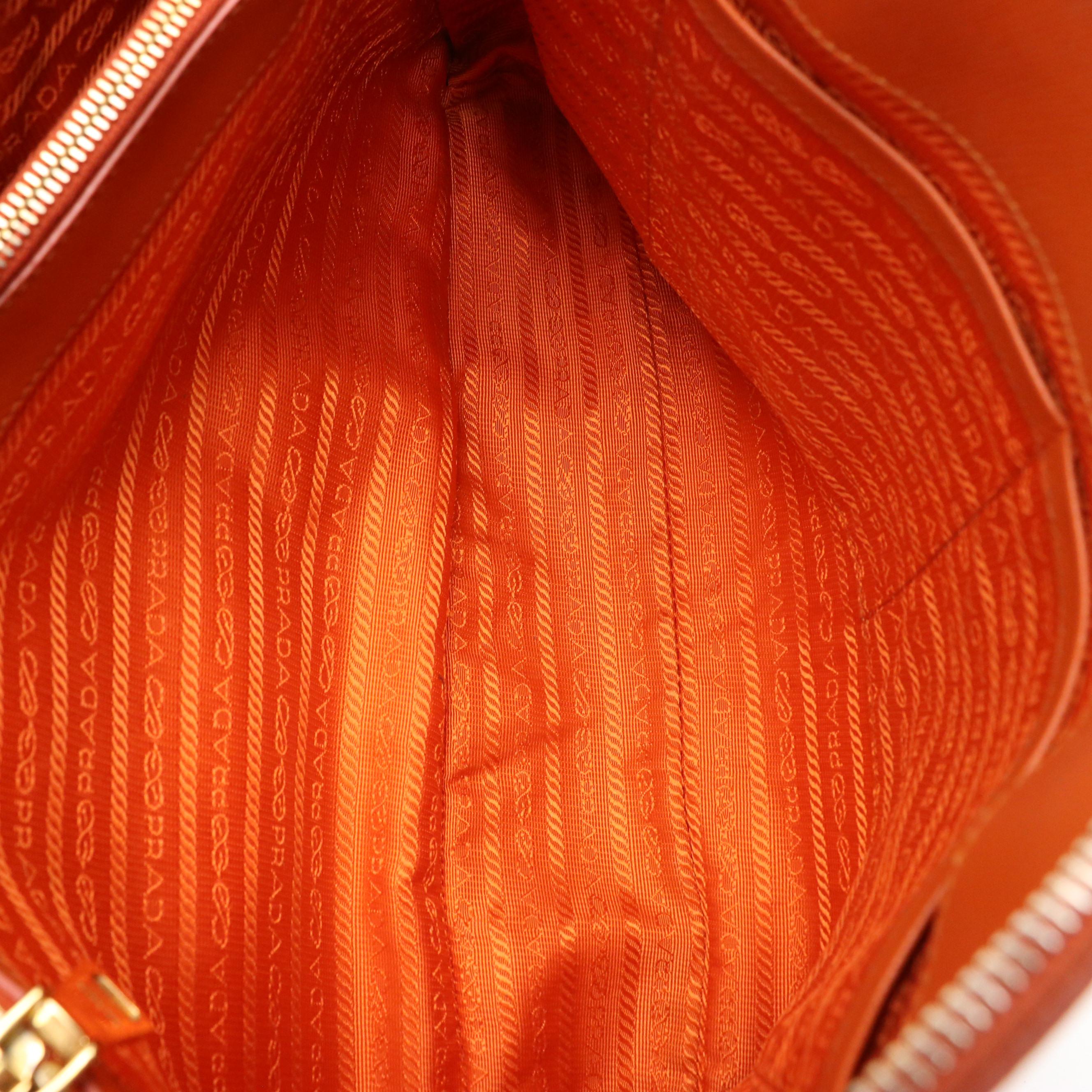 Prada Promenade Large Bag in Orange Saffiano Leather