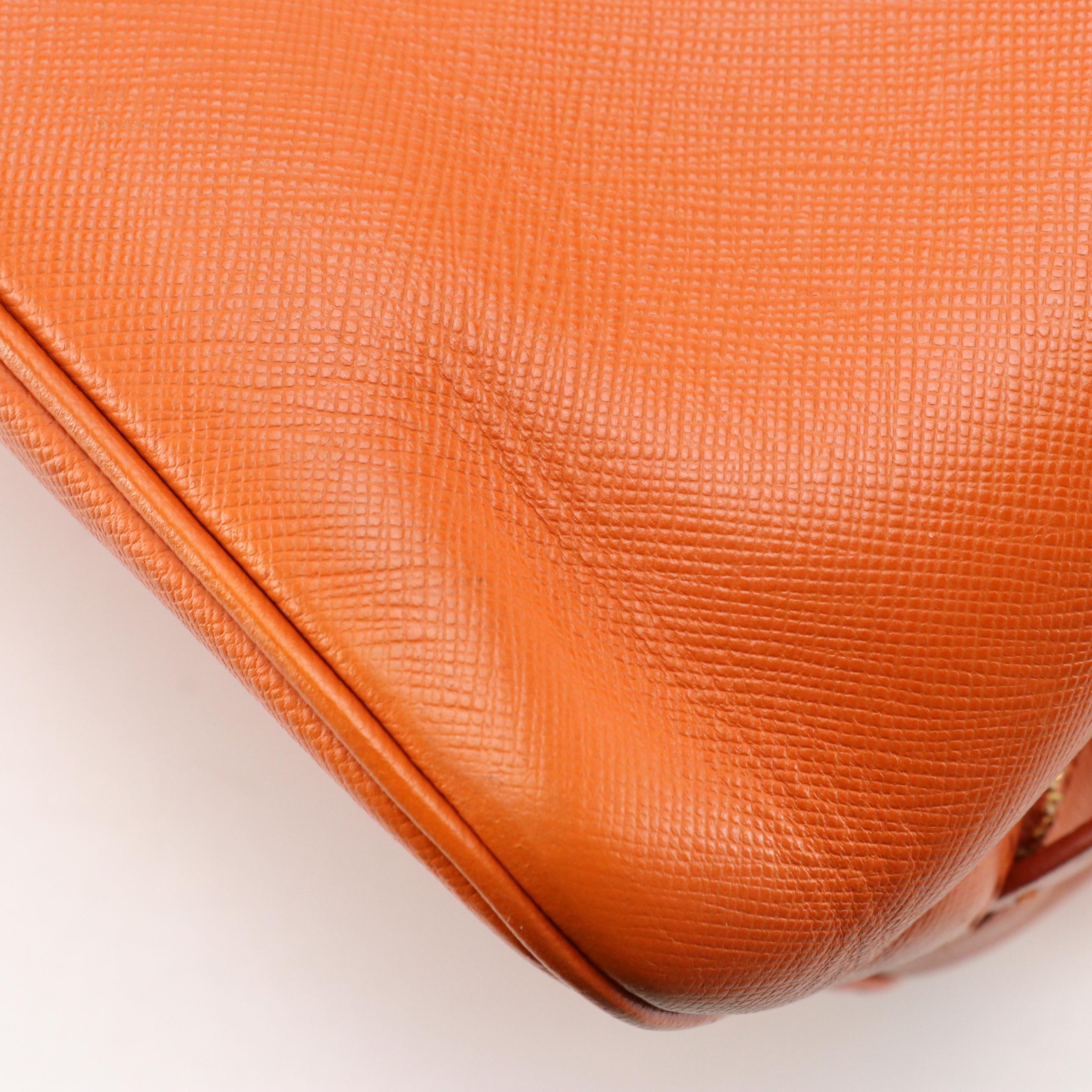Prada Promenade Large Bag in Orange Saffiano Leather