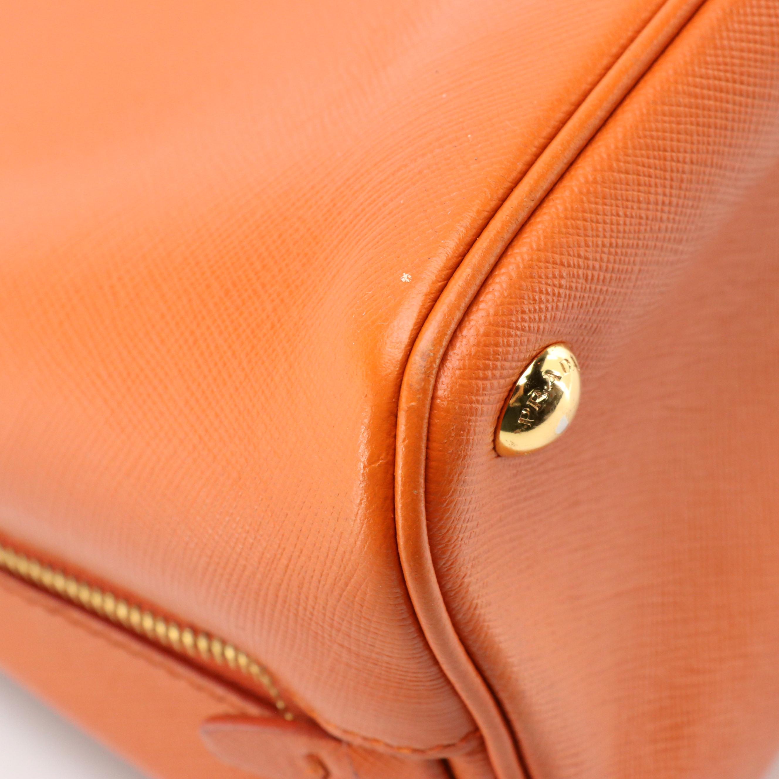 Prada Promenade Large Bag in Orange Saffiano Leather