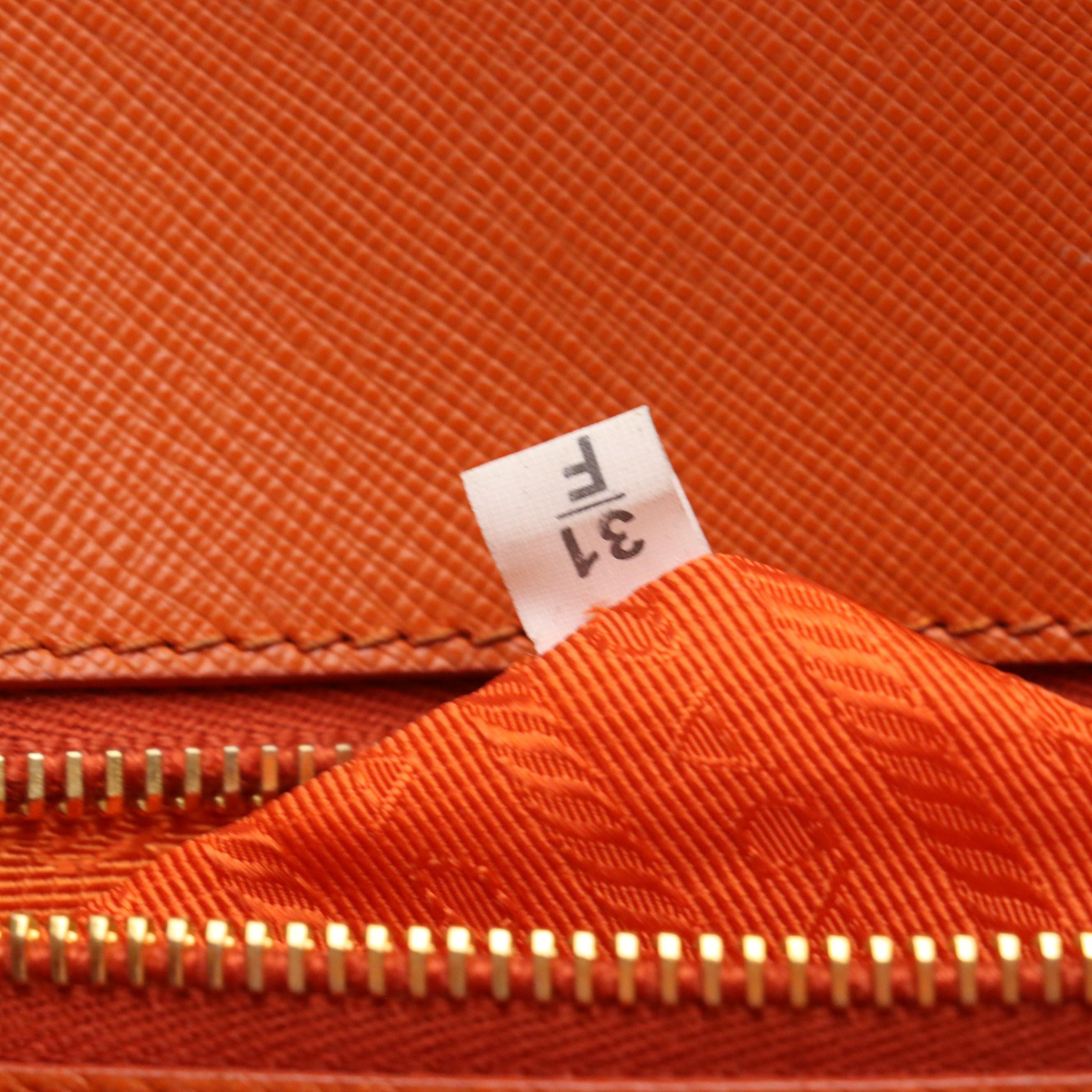 Prada Promenade Large Bag in Orange Saffiano Leather