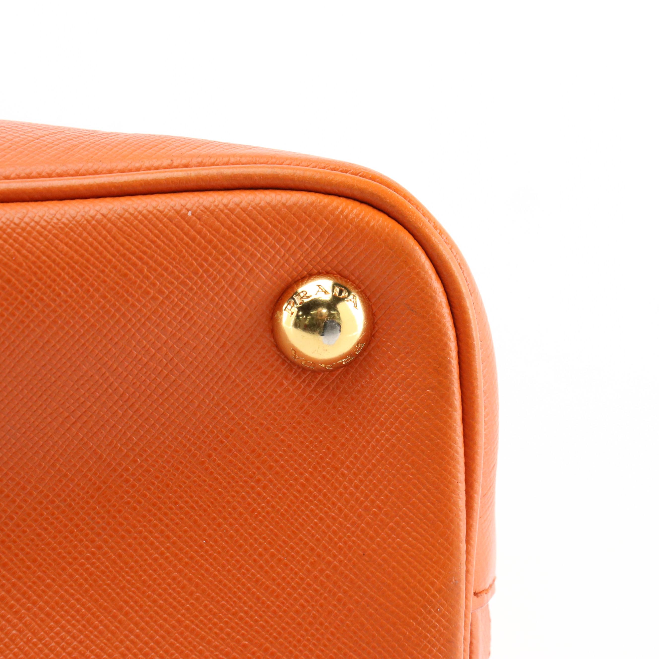 Prada Promenade Large Bag in Orange Saffiano Leather