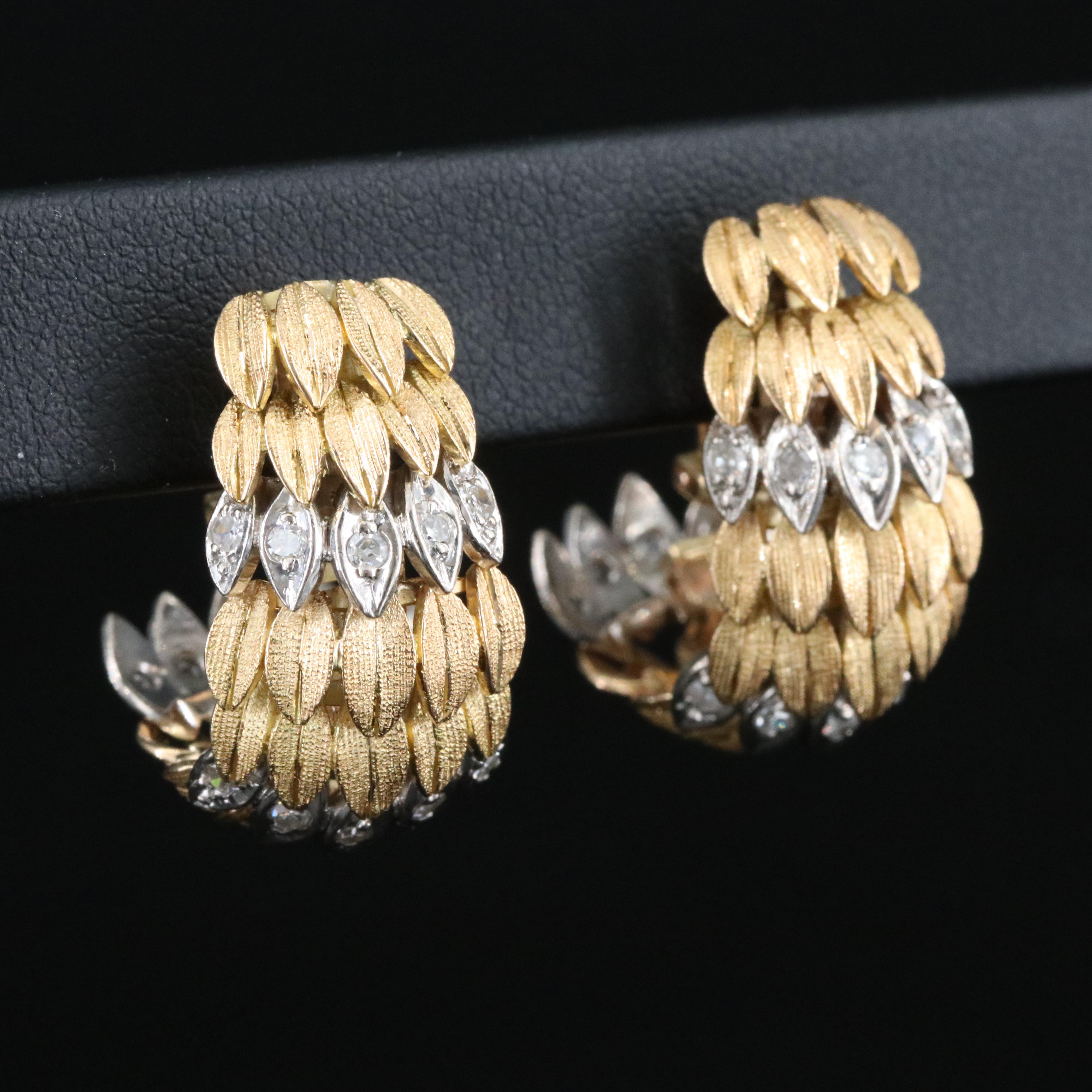 18K 0.56 CTW Diamond Foliate J Hoops