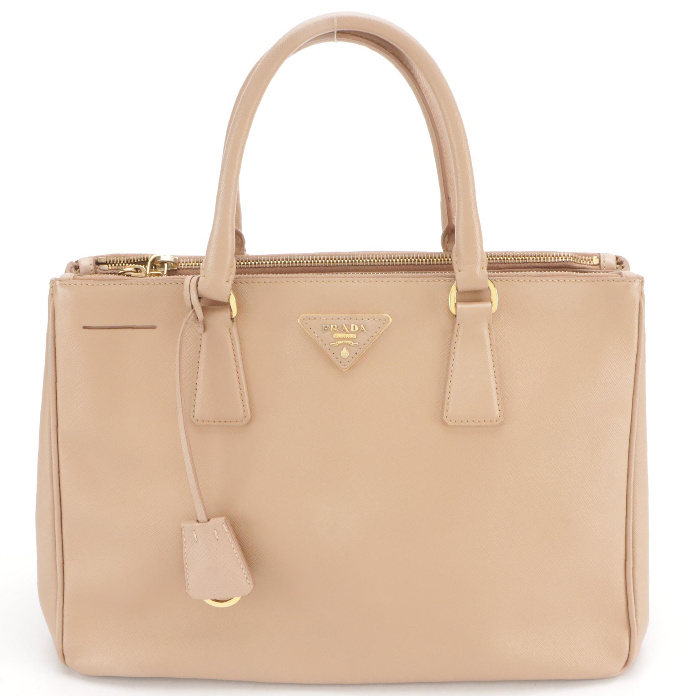 Prada Double Zip Medium Tote BN2274 in Cammeo Saffiano Lux Leather