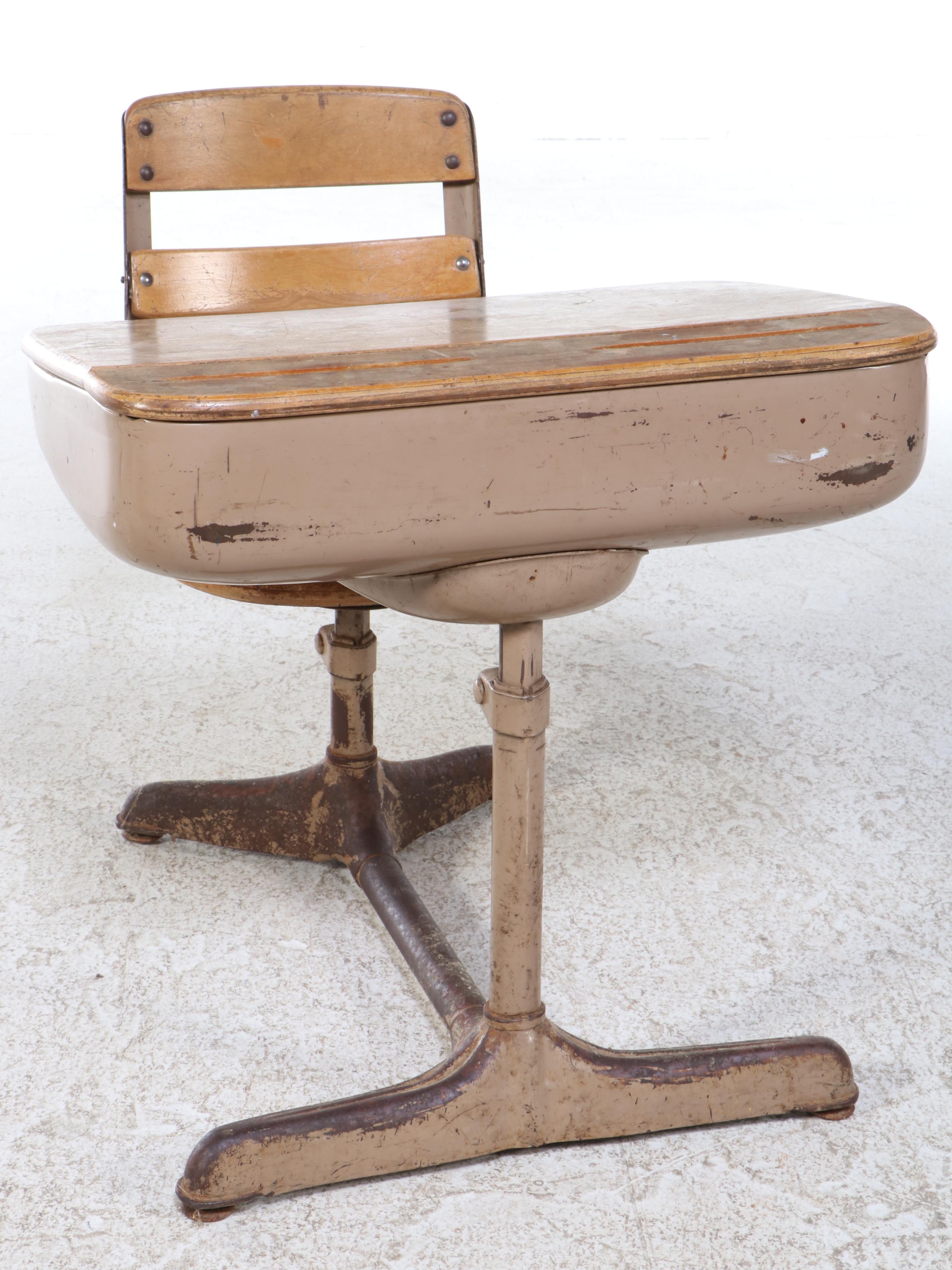 American Seating Company "Universal" Steel & Maple Child's School Desk w/ Chair