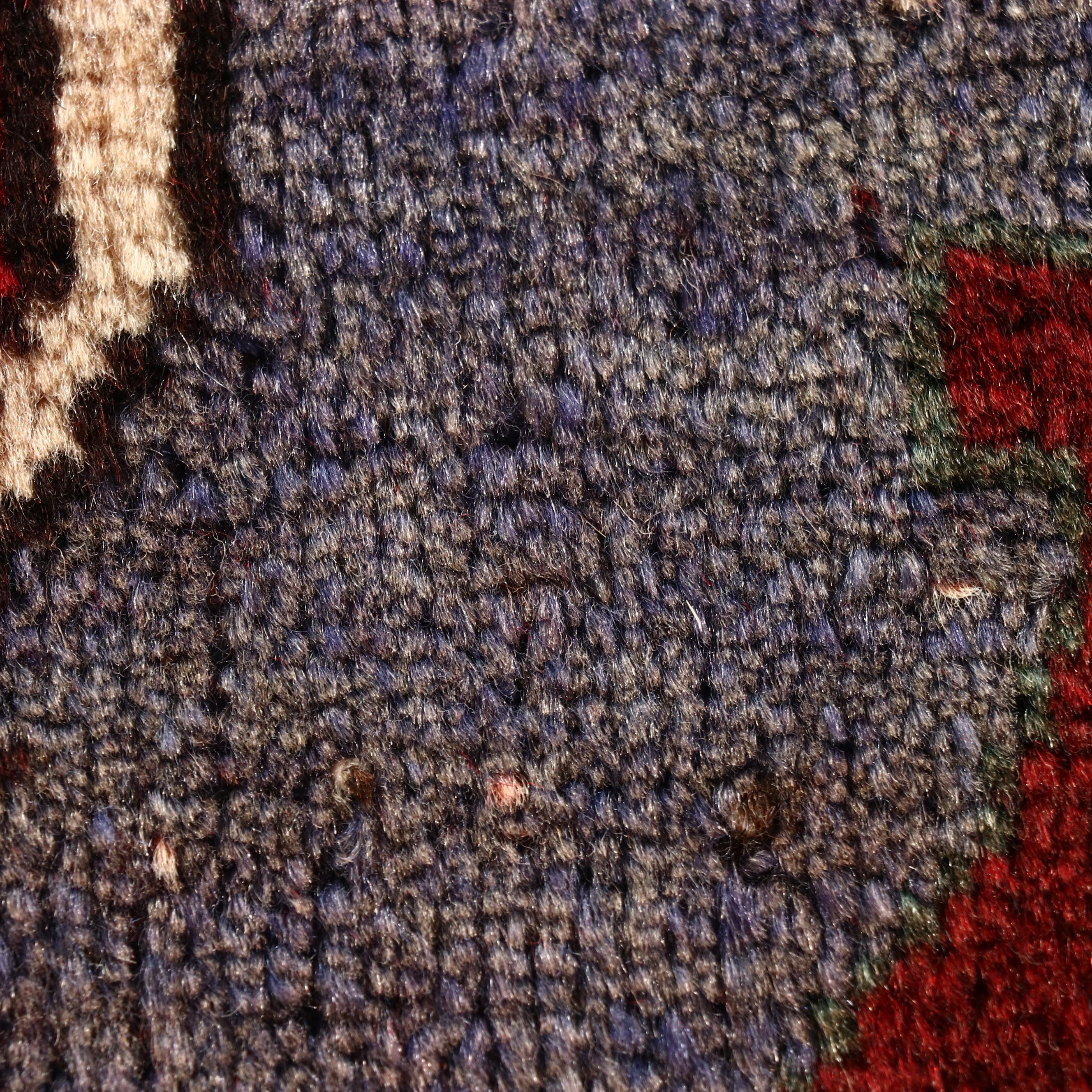 1'9 x 1'9 Hand-Knotted Afghan Pictorial Remnant