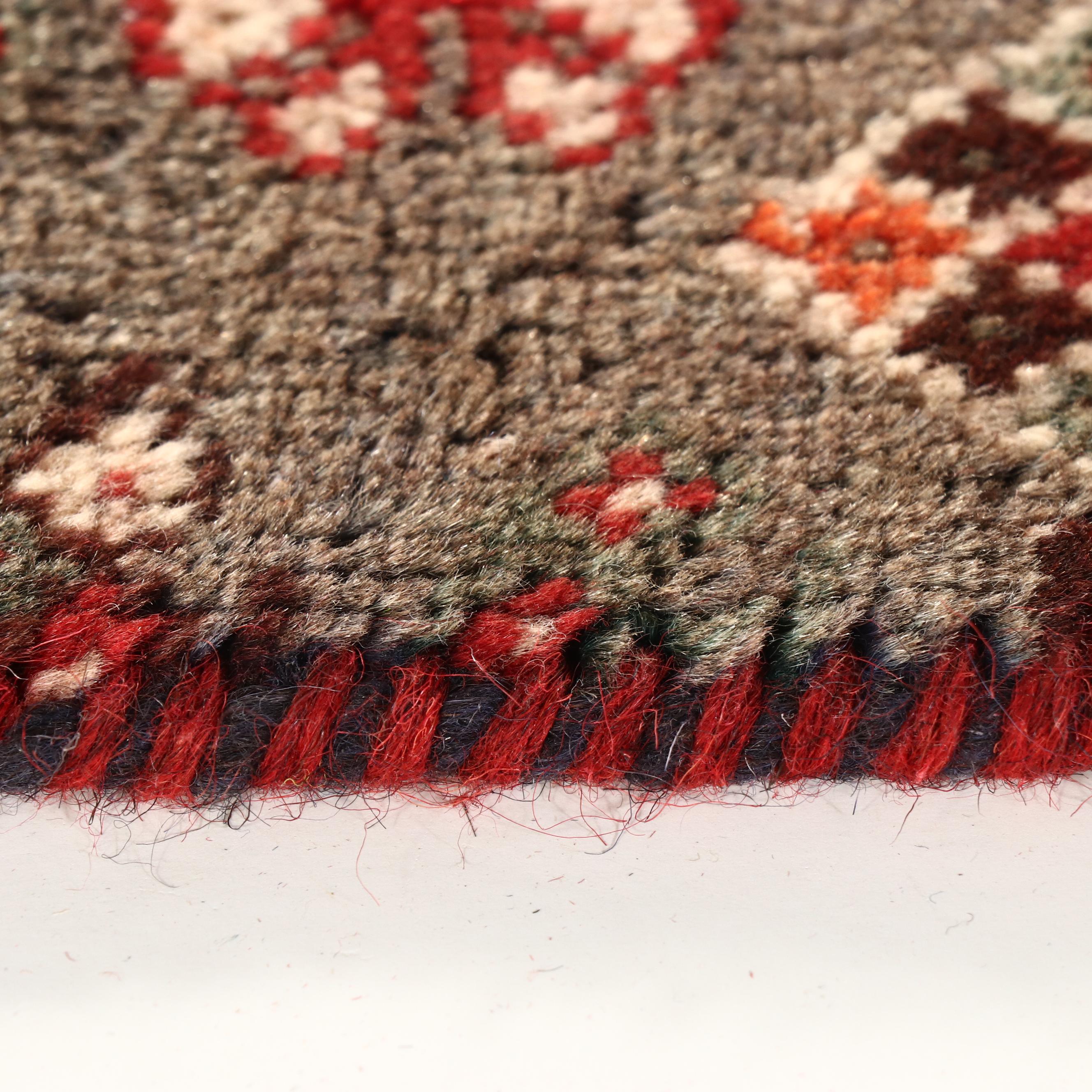 1'9 x 1'9 Hand-Knotted Afghan Pictorial Remnant