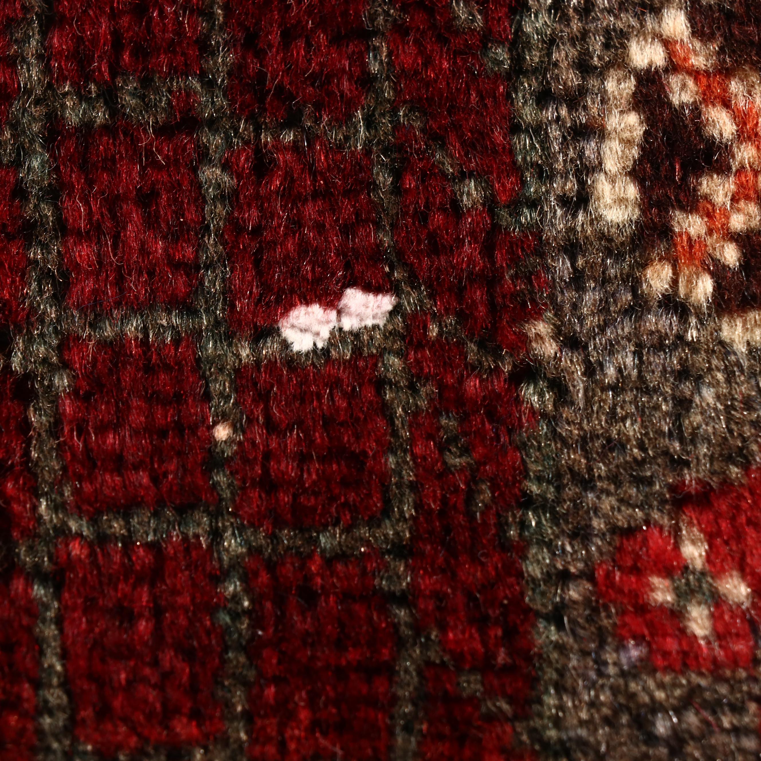 1'9 x 1'9 Hand-Knotted Afghan Pictorial Remnant