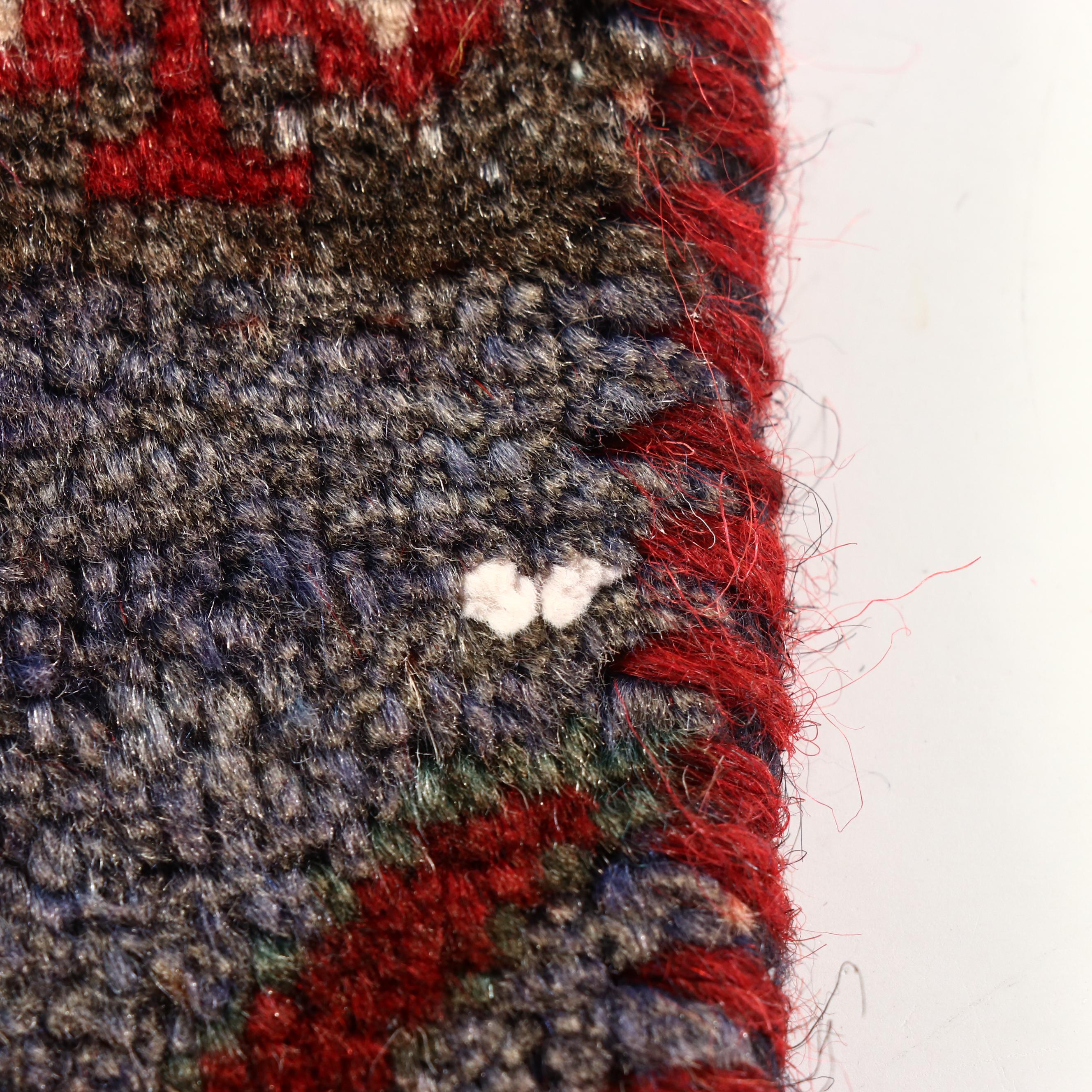 1'9 x 1'9 Hand-Knotted Afghan Pictorial Remnant