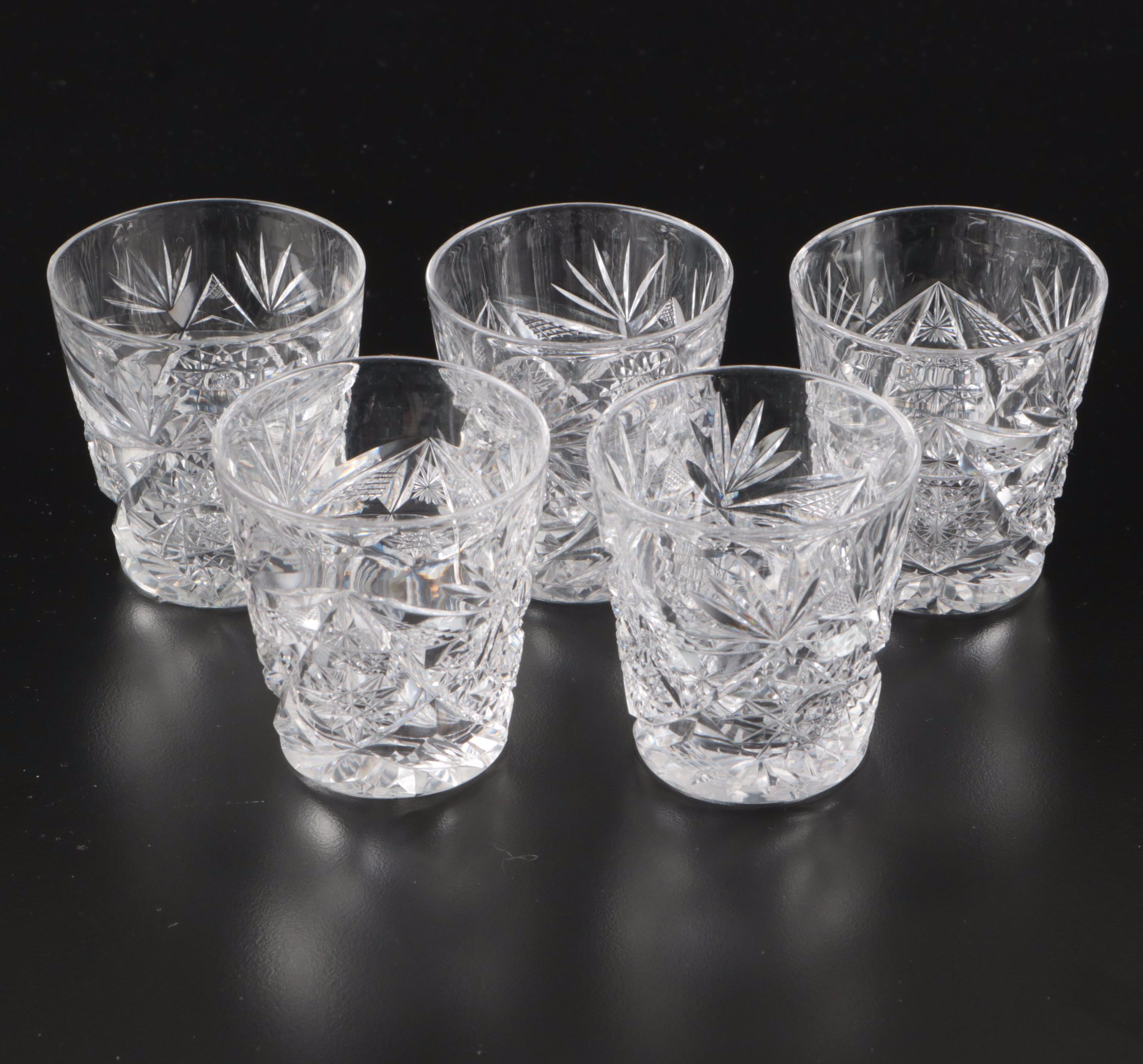 American Brilliant Style Cut Glass Decanter and Glasses, Late 19th/Early 20th C.