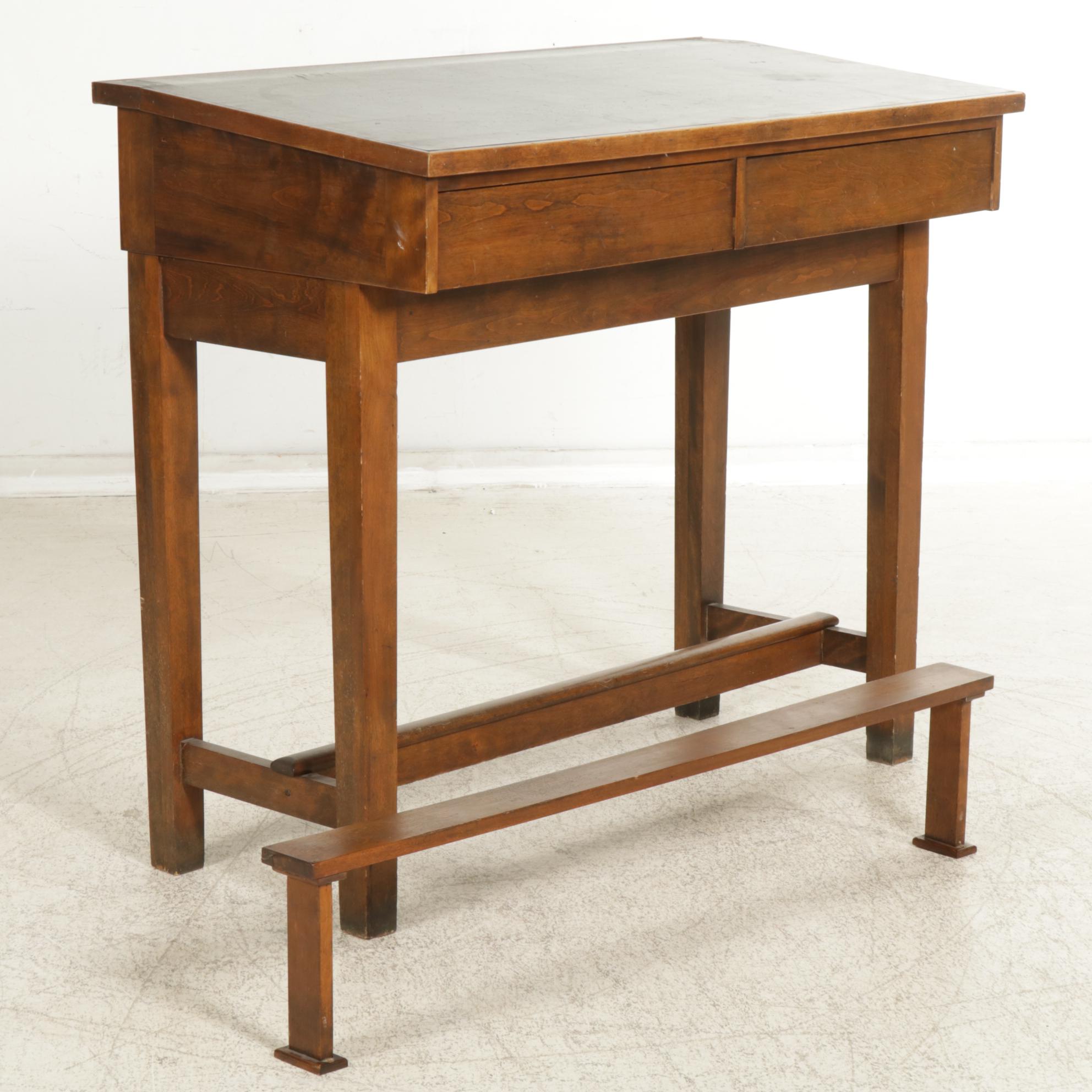 M. Ohmer's Sons Slant-Top Desk with Marble & Shattuck Adjustable Stool