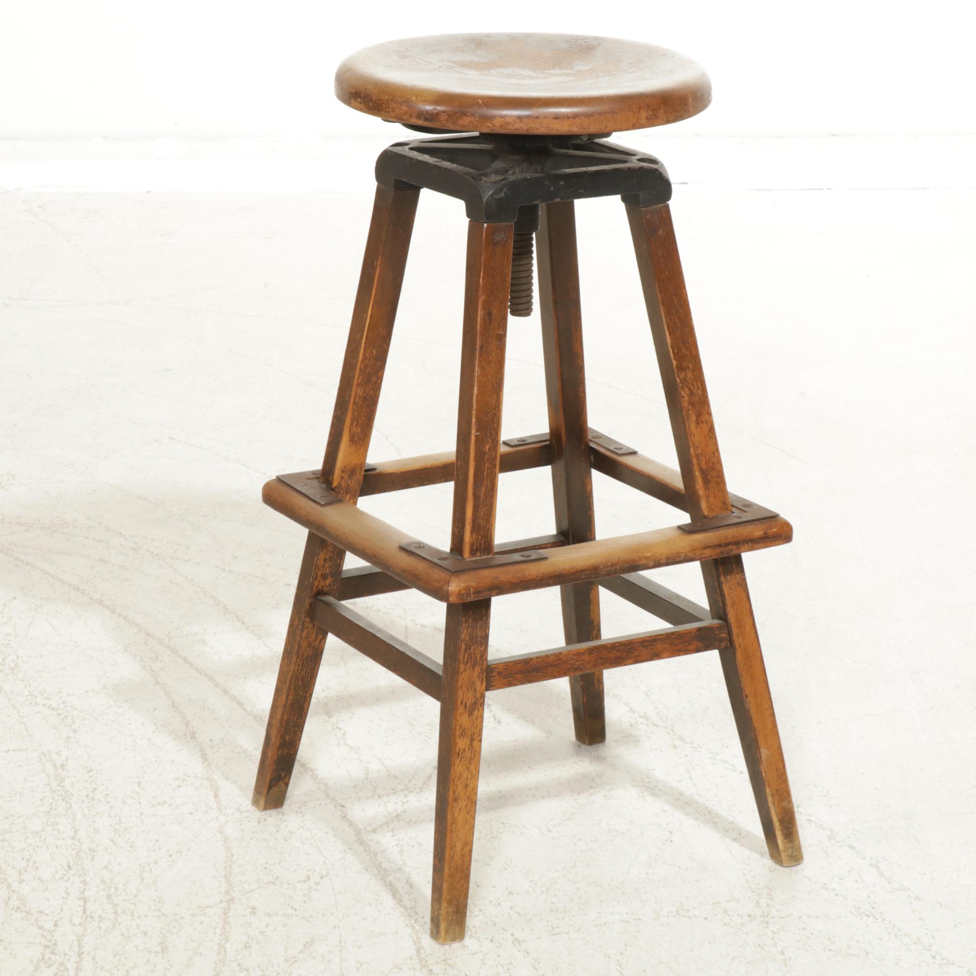 M. Ohmer's Sons Slant-Top Desk with Marble & Shattuck Adjustable Stool