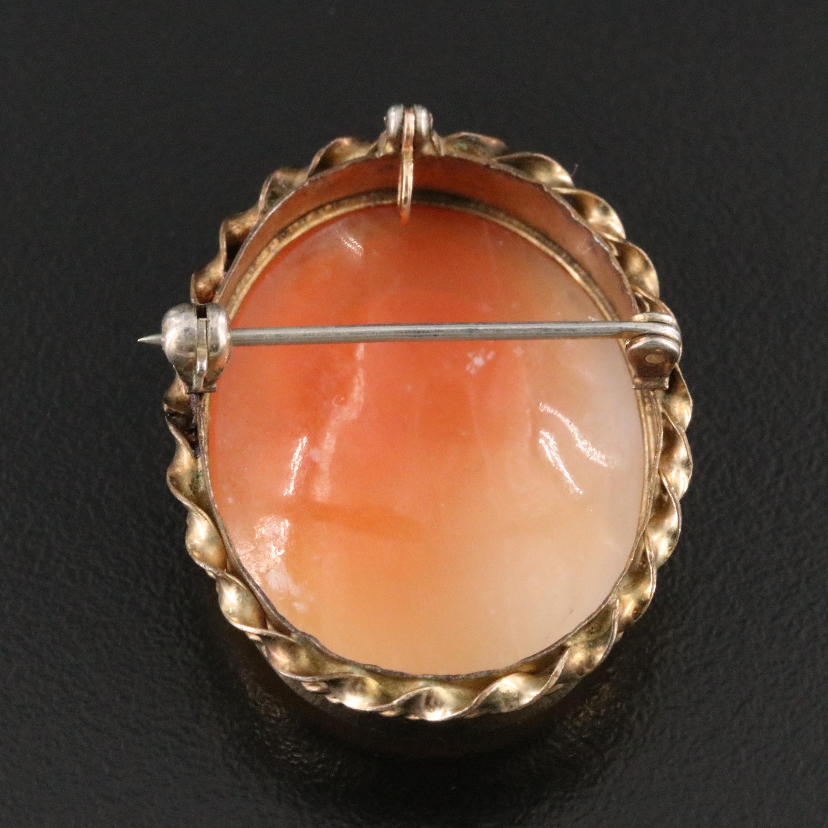 Madonna and Child Carved Shell Cameo Converter Brooch