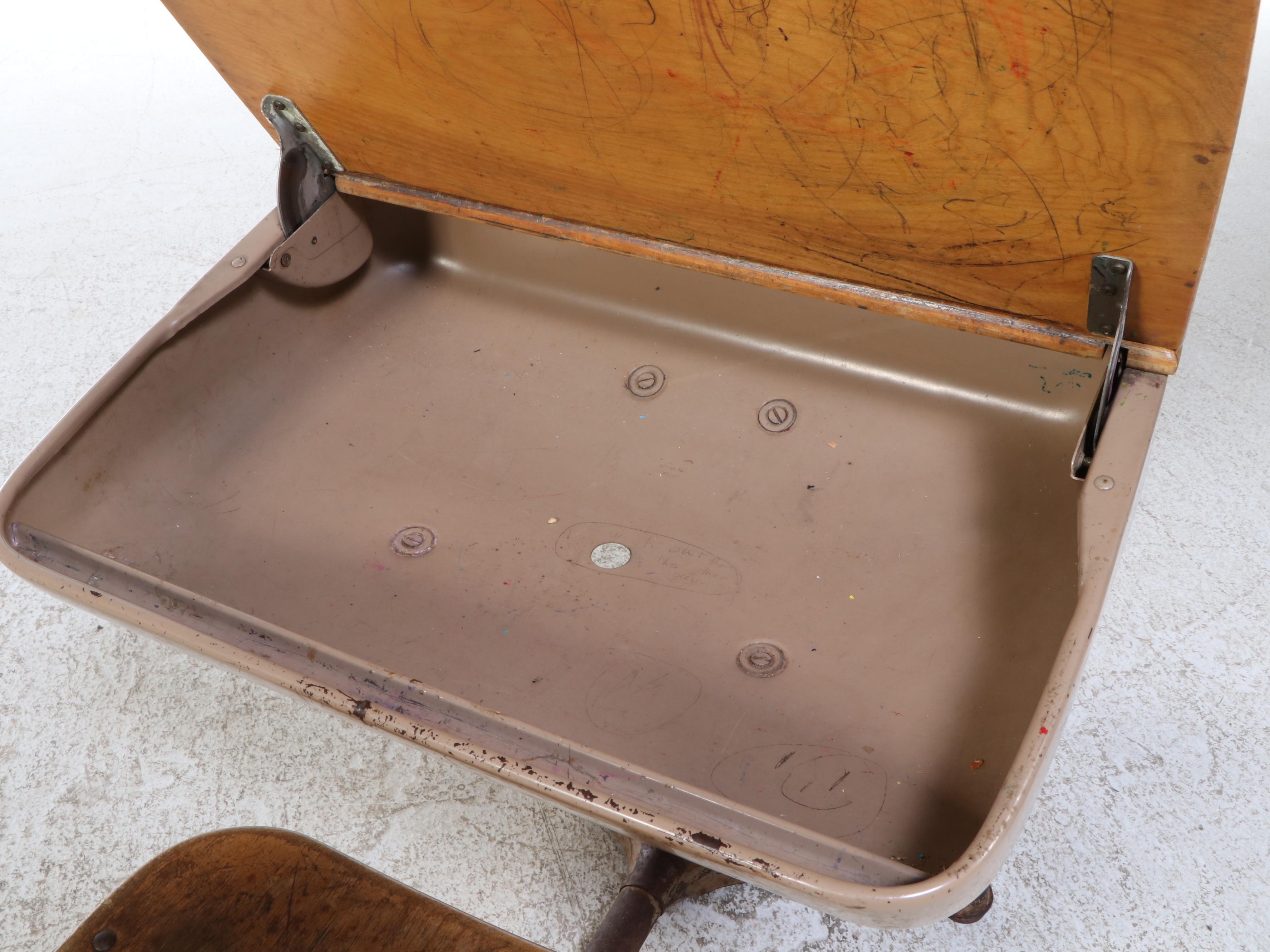 American Seating Company "Universal" Steel & Maple Child's School Desk w/ Chair