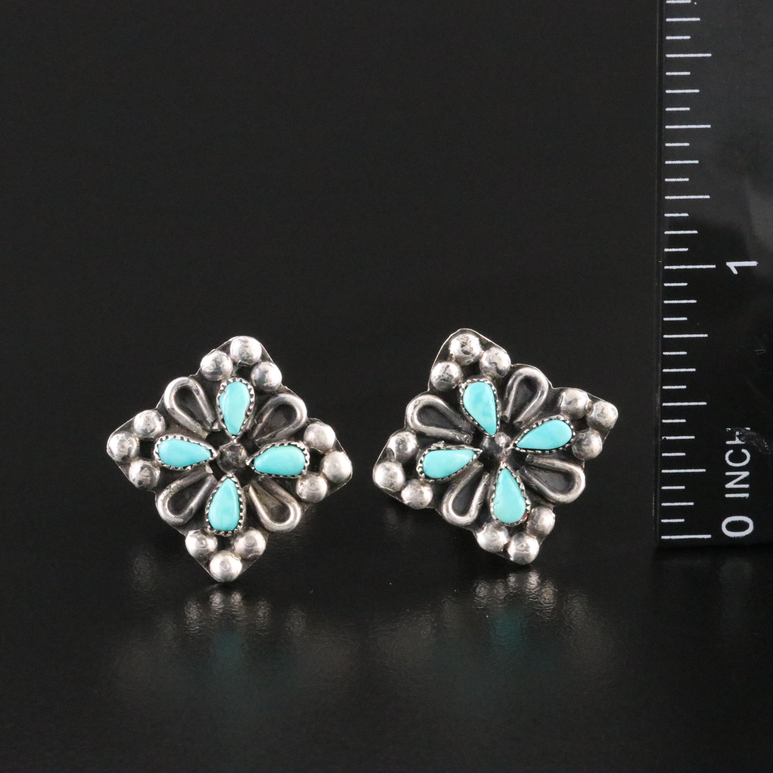 Southwestern Sterling Petit Point Turquoise Cufflinks