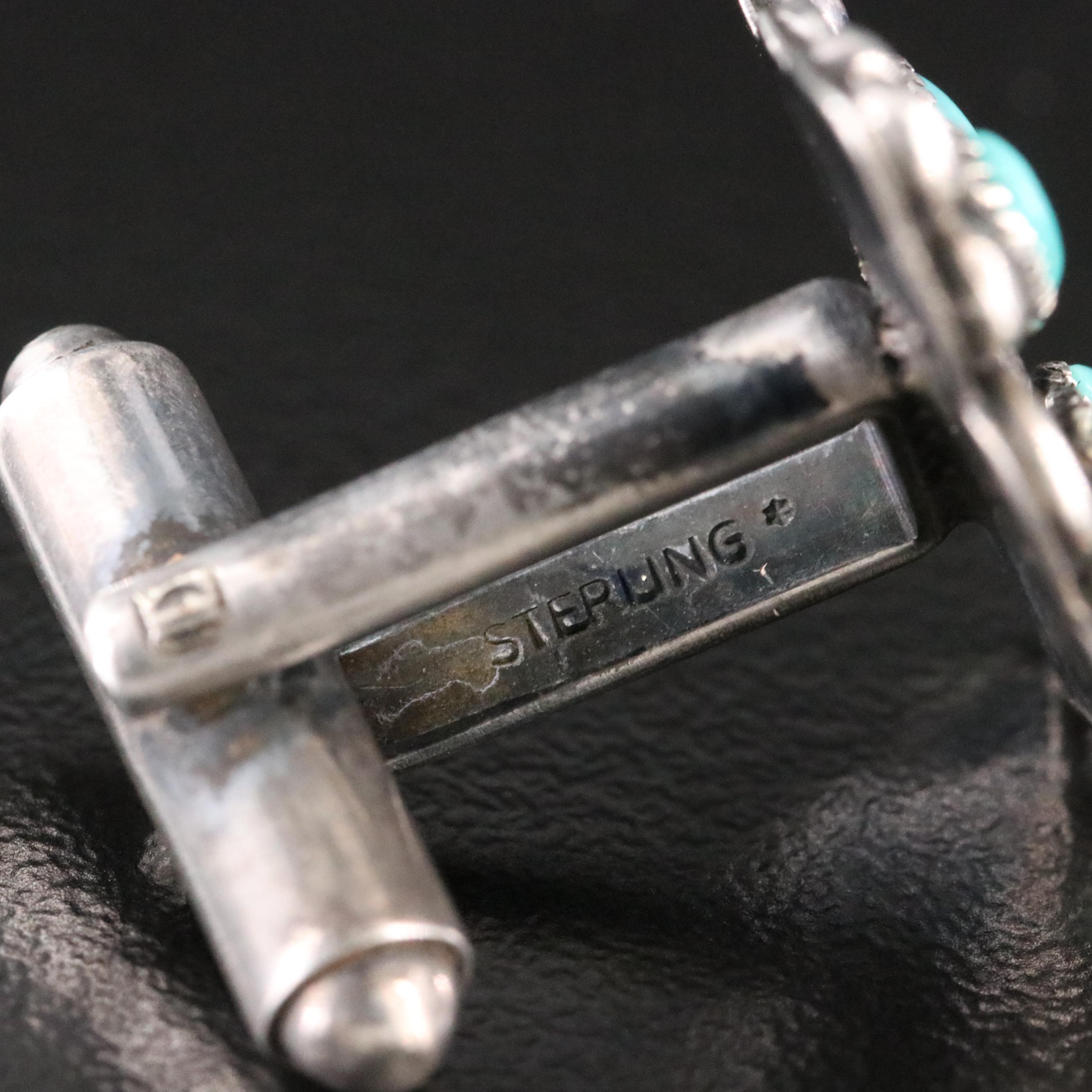 Southwestern Sterling Petit Point Turquoise Cufflinks