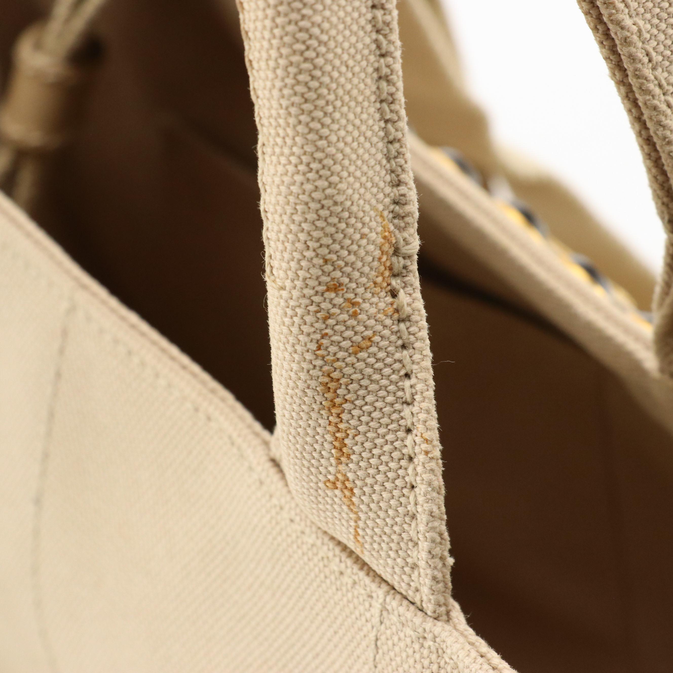 Prada Rhinestone and Stud Embellished Beige Canapa Canvas Two-Way Tote
