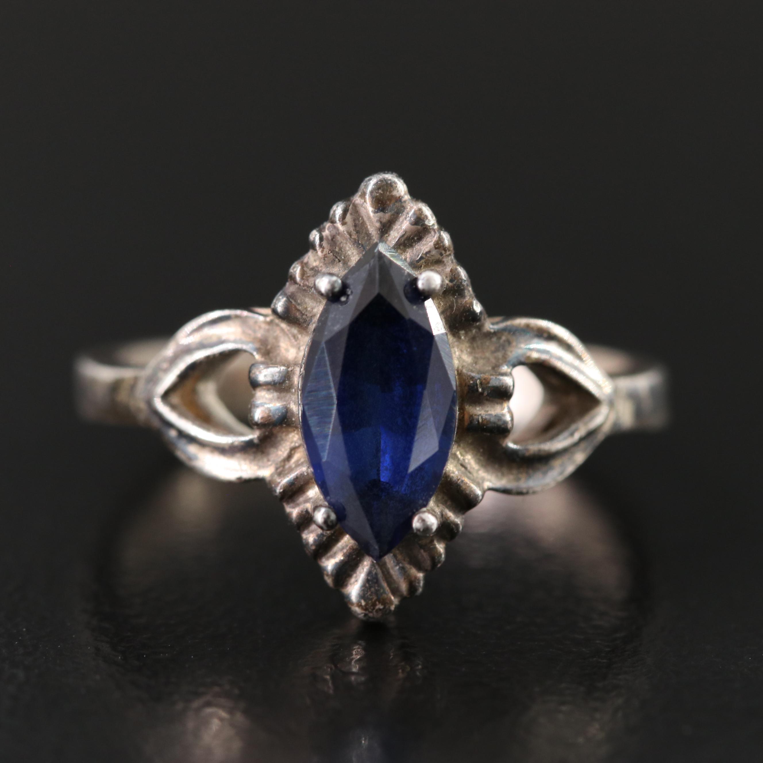 Sterling Sapphire Solitaire Ring
