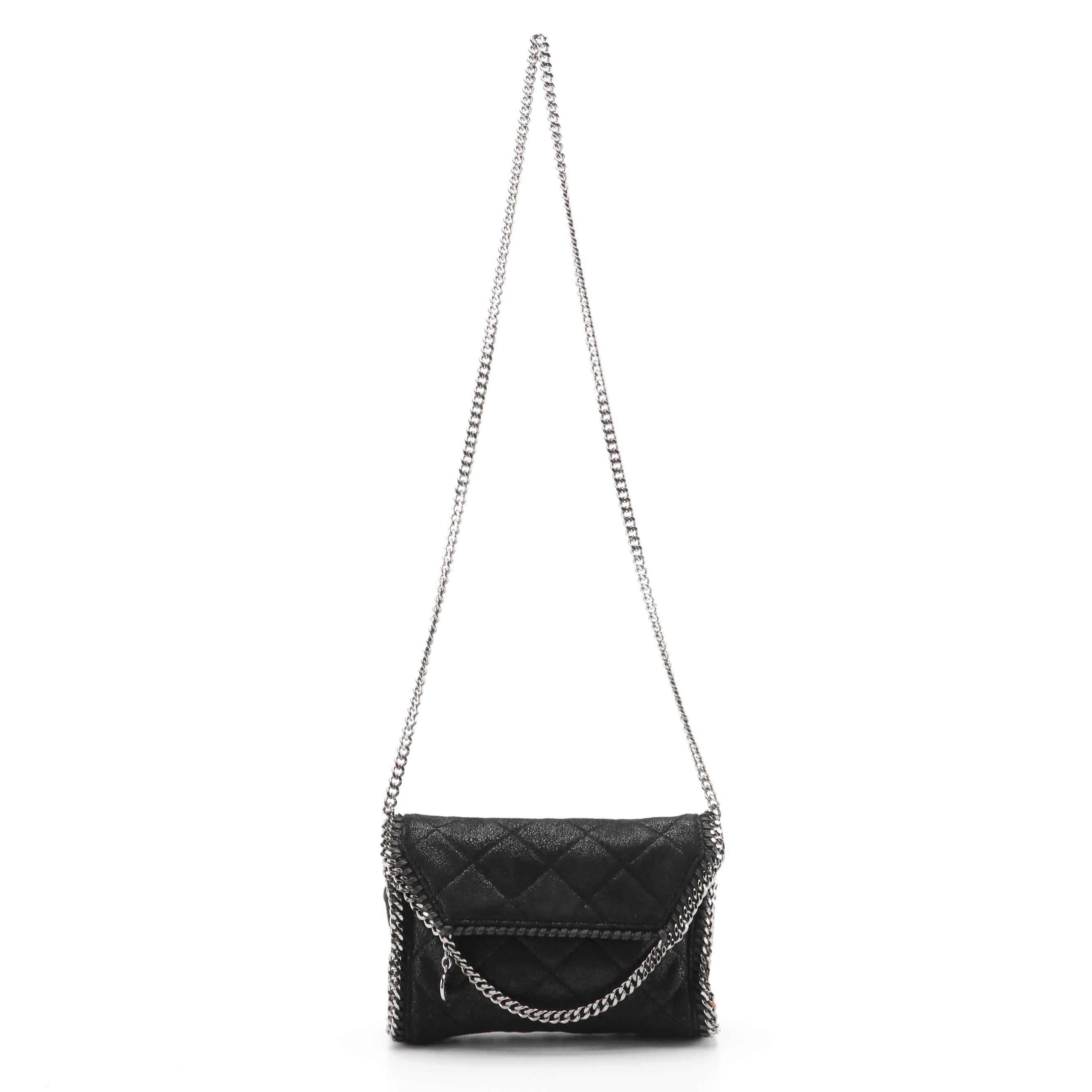 Stella McCartney Mini Falabella Crossbody in Black Shaggy Deer Faux Suede