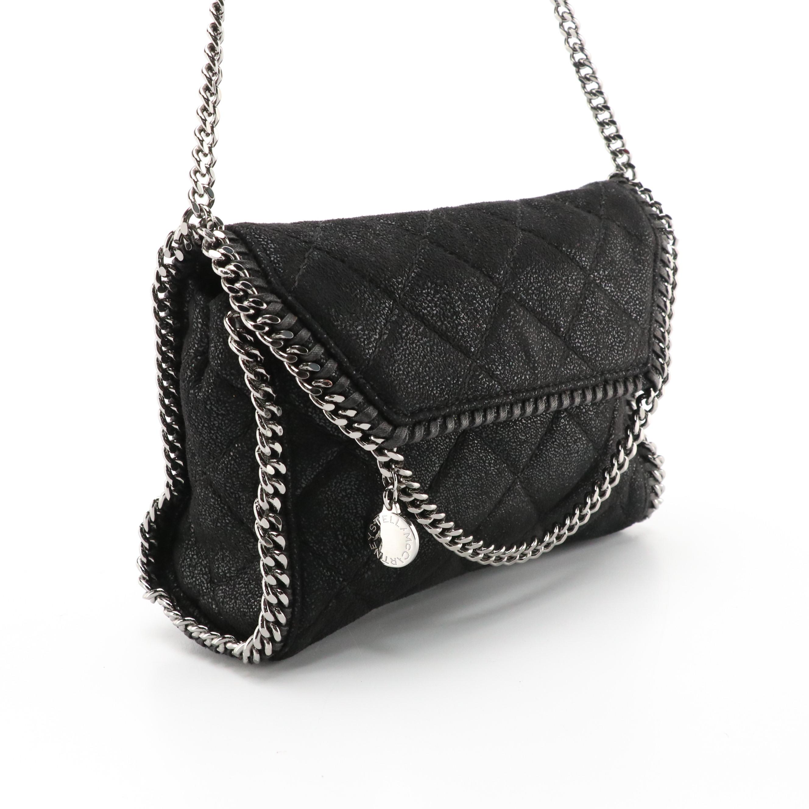 Stella McCartney Mini Falabella Crossbody in Black Shaggy Deer Faux Suede
