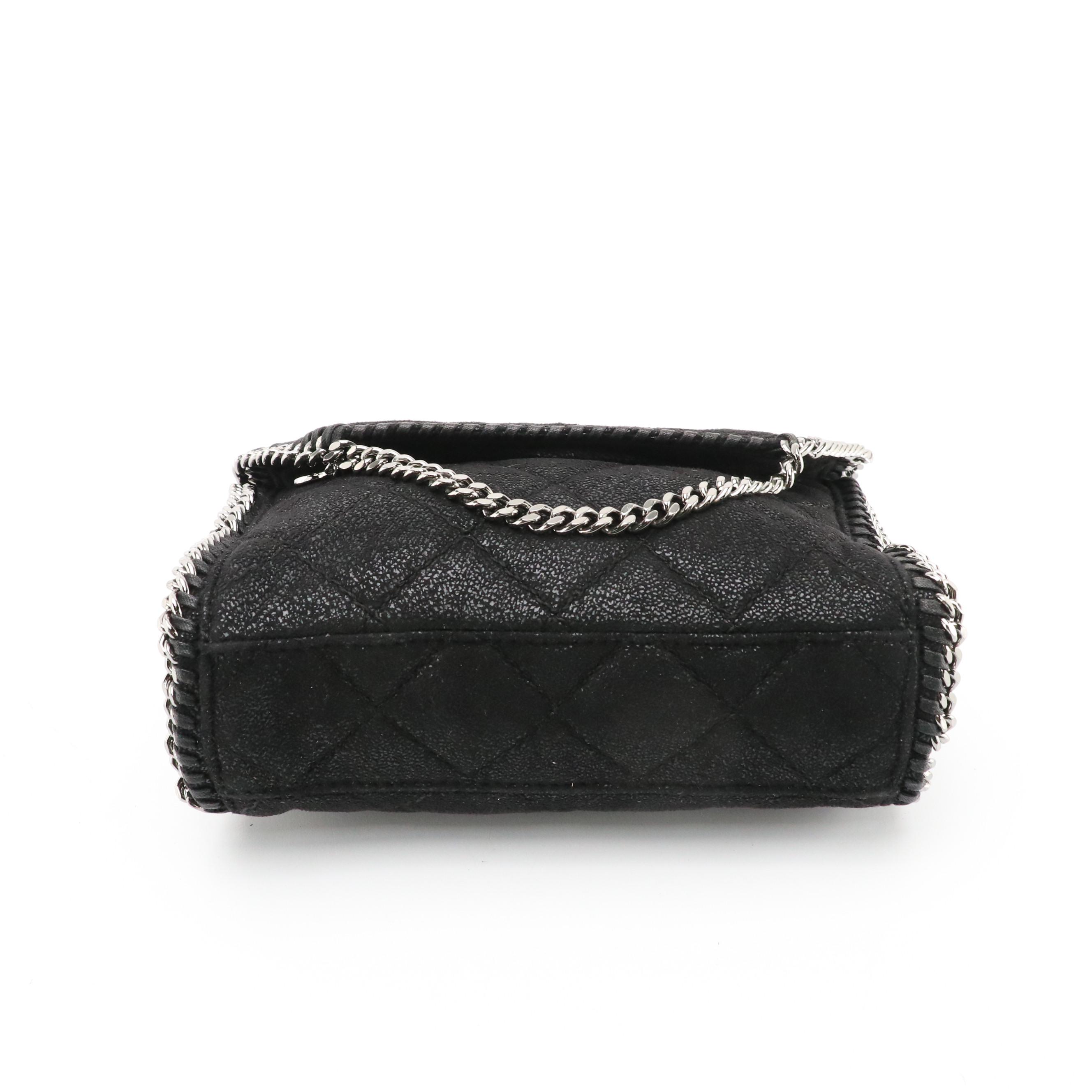Stella McCartney Mini Falabella Crossbody in Black Shaggy Deer Faux Suede